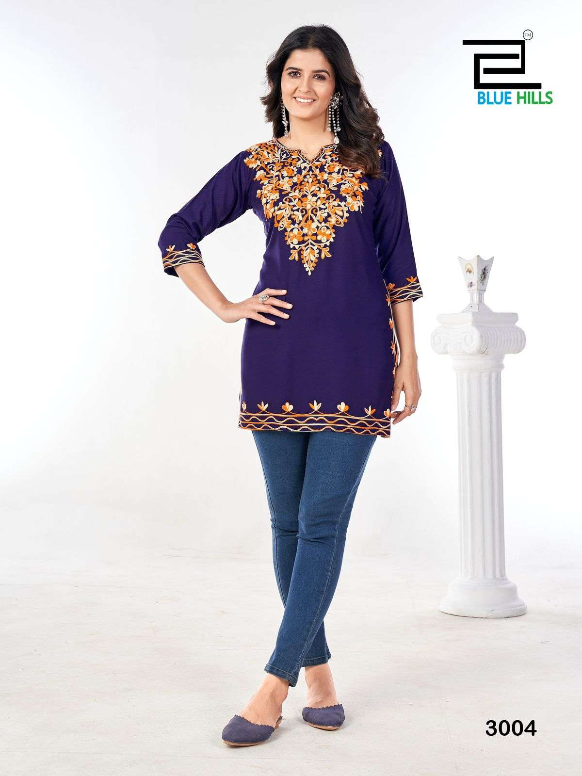 gulmarg vol-3 by bluehills 3001-3006 series side cut designer fancy kurtis catalogue wholesale price surat gujarat 