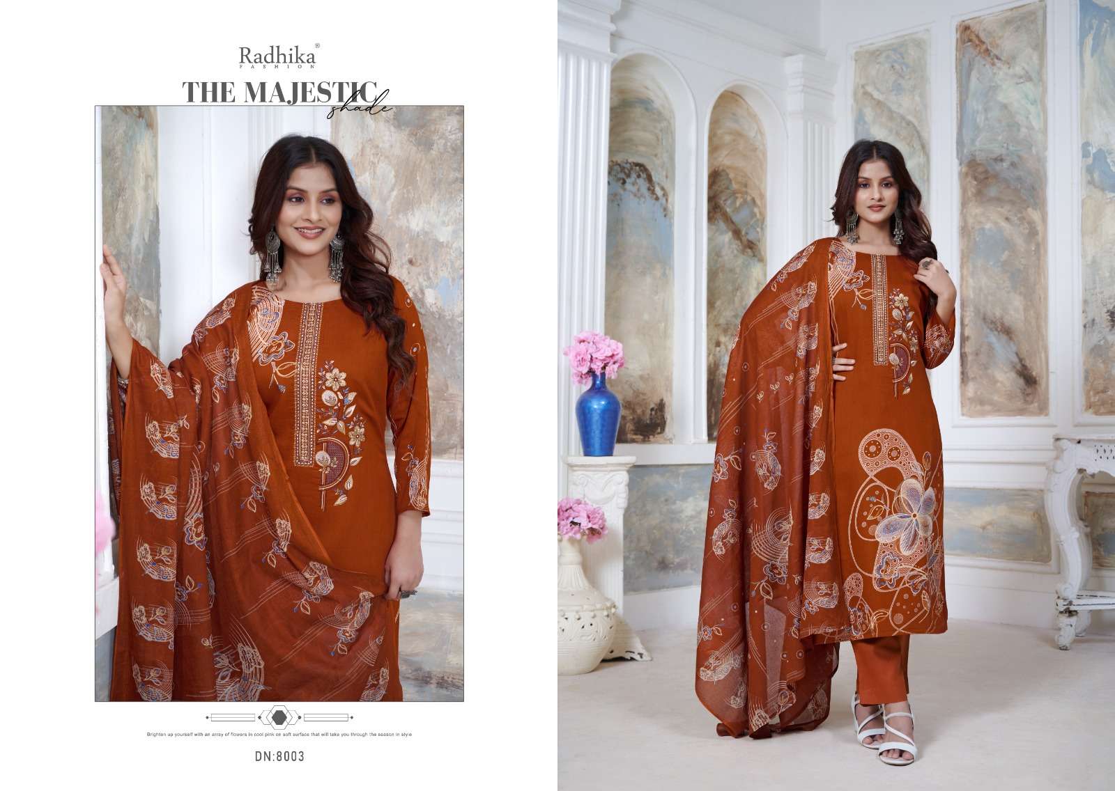 gulzar by radhika fashion 8001-8006 series unstich salwar kameez catalogue online dealer surat gujarat 