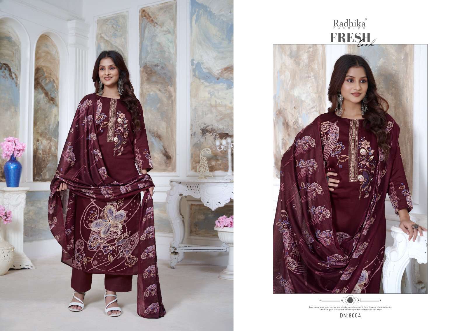 gulzar by radhika fashion 8001-8006 series unstich salwar kameez catalogue online dealer surat gujarat 