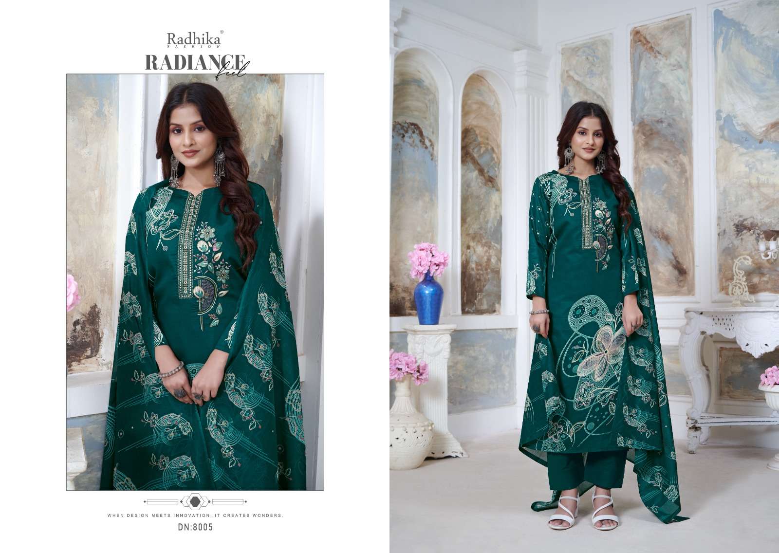 gulzar by radhika fashion 8001-8006 series unstich salwar kameez catalogue online dealer surat gujarat 