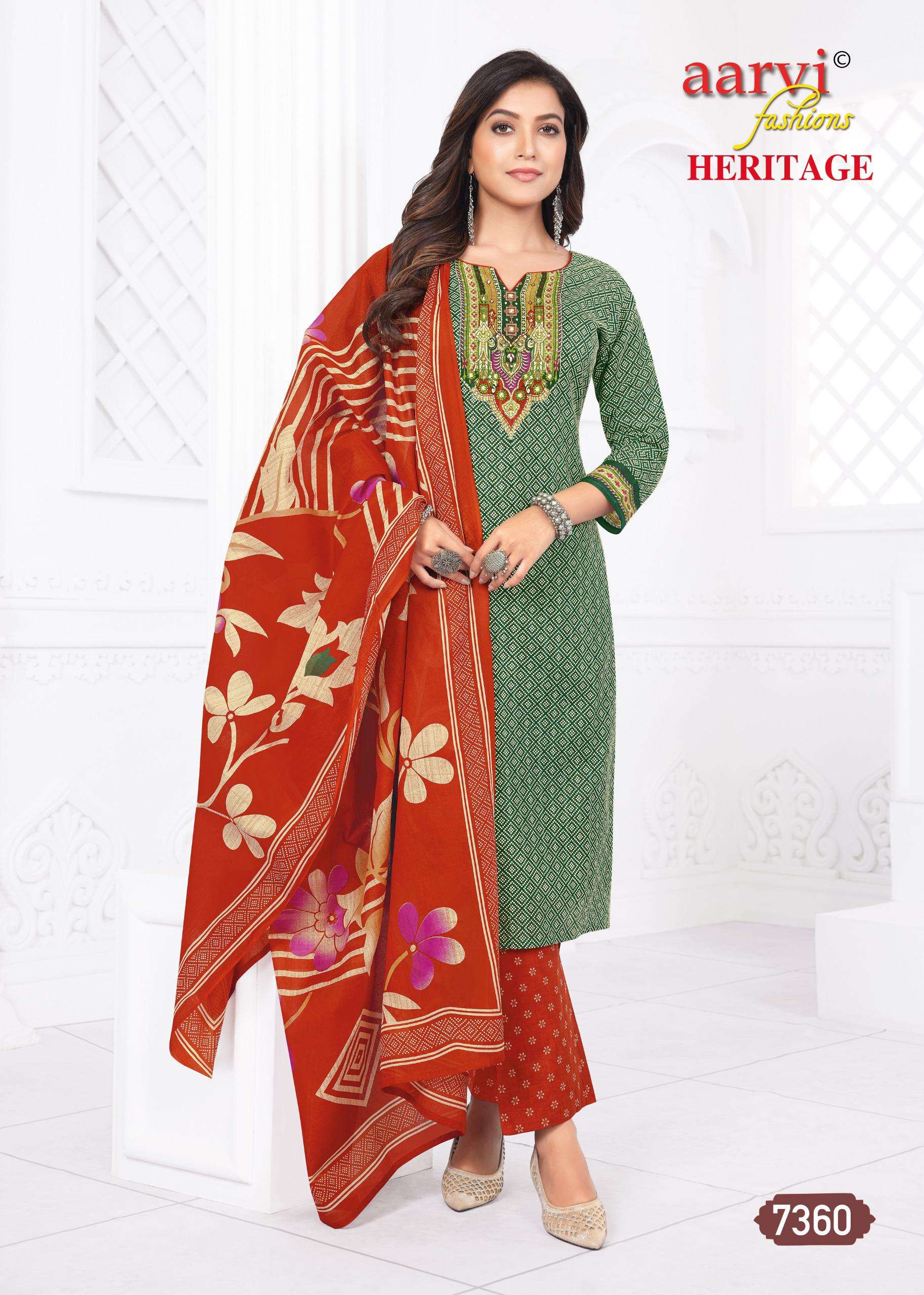 heritage vol-2 by aarvi fashion 7354-7361 series designer fancy readymade salwar suits wholesale dealer surat gujarat 