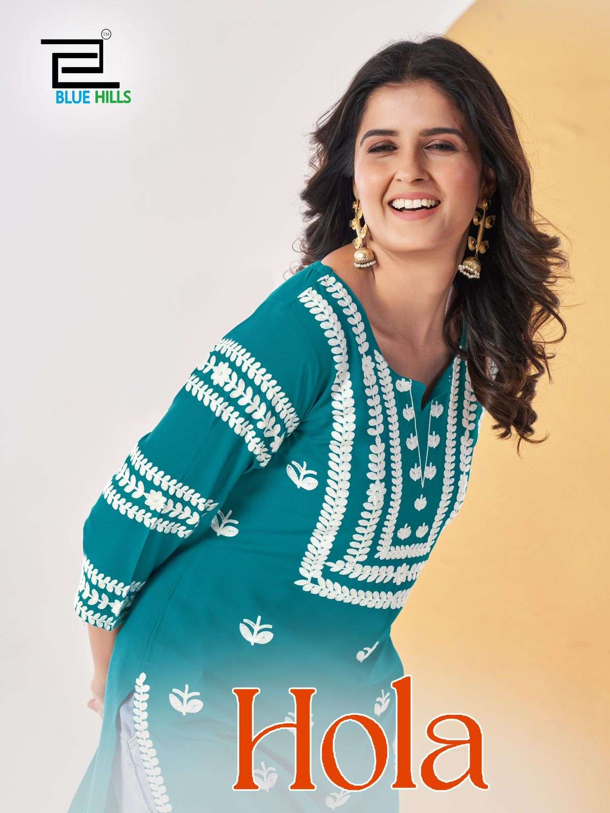 hola by bluehills 1001-1006 series side cut designer rayon kurtis catalogue online collection surat gujarat 