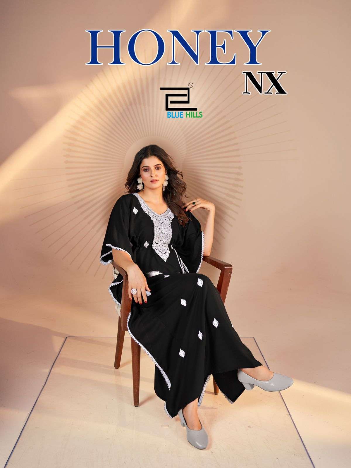 honey nx by bluehills embroidey work rayon kaftan catalogue manufacturer surat gujarat 