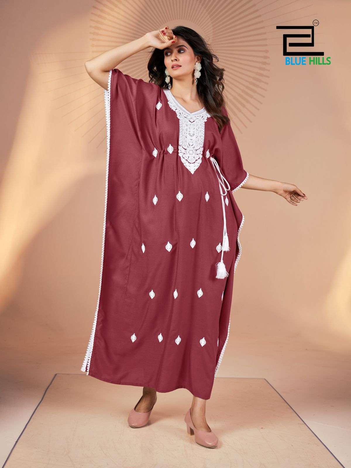 honey nx by bluehills embroidey work rayon kaftan catalogue manufacturer surat gujarat 