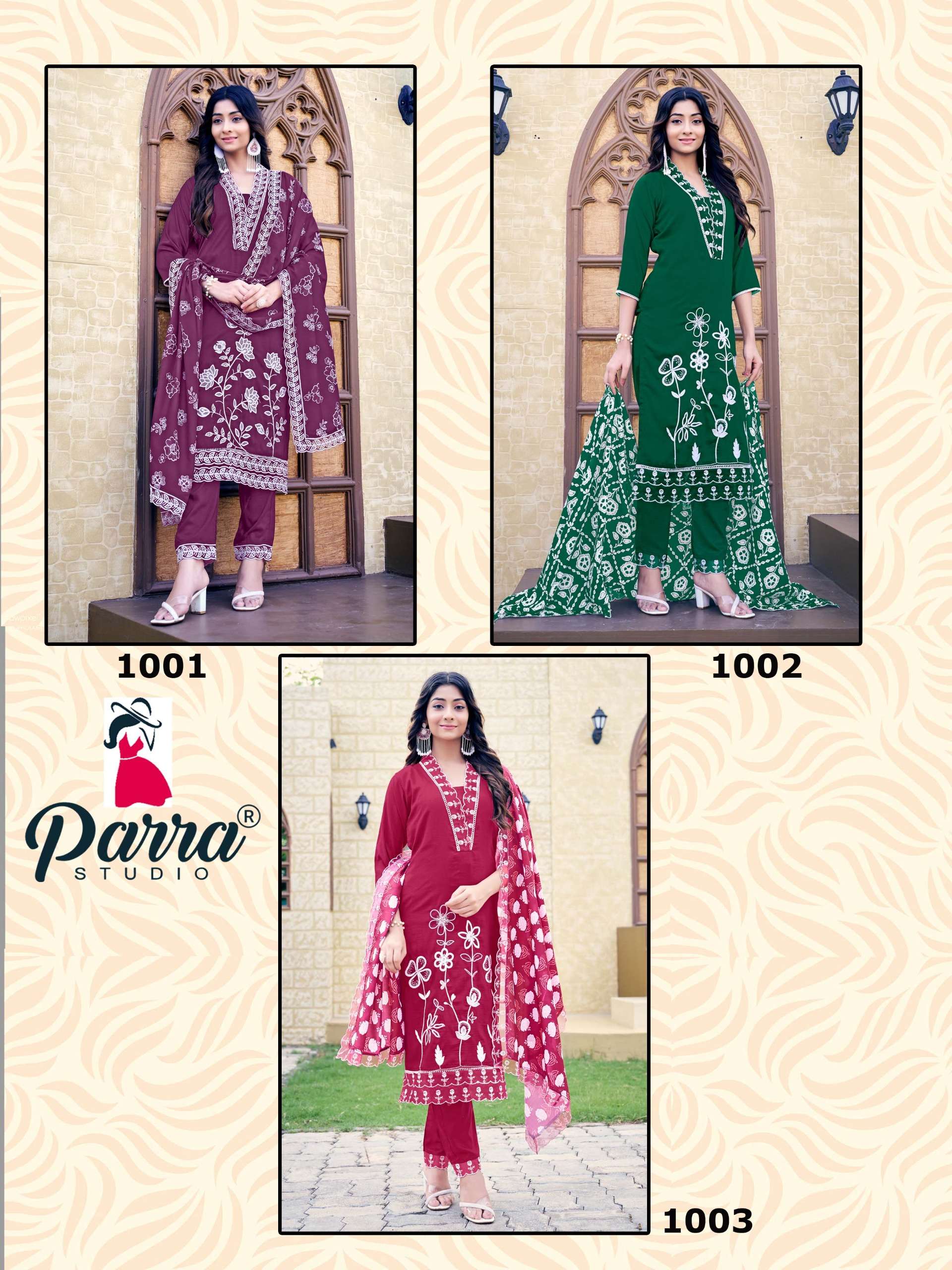 kajal by parra studio 1001-1006 decent look designer kurtis catalogue wholesale market surat gujarat 