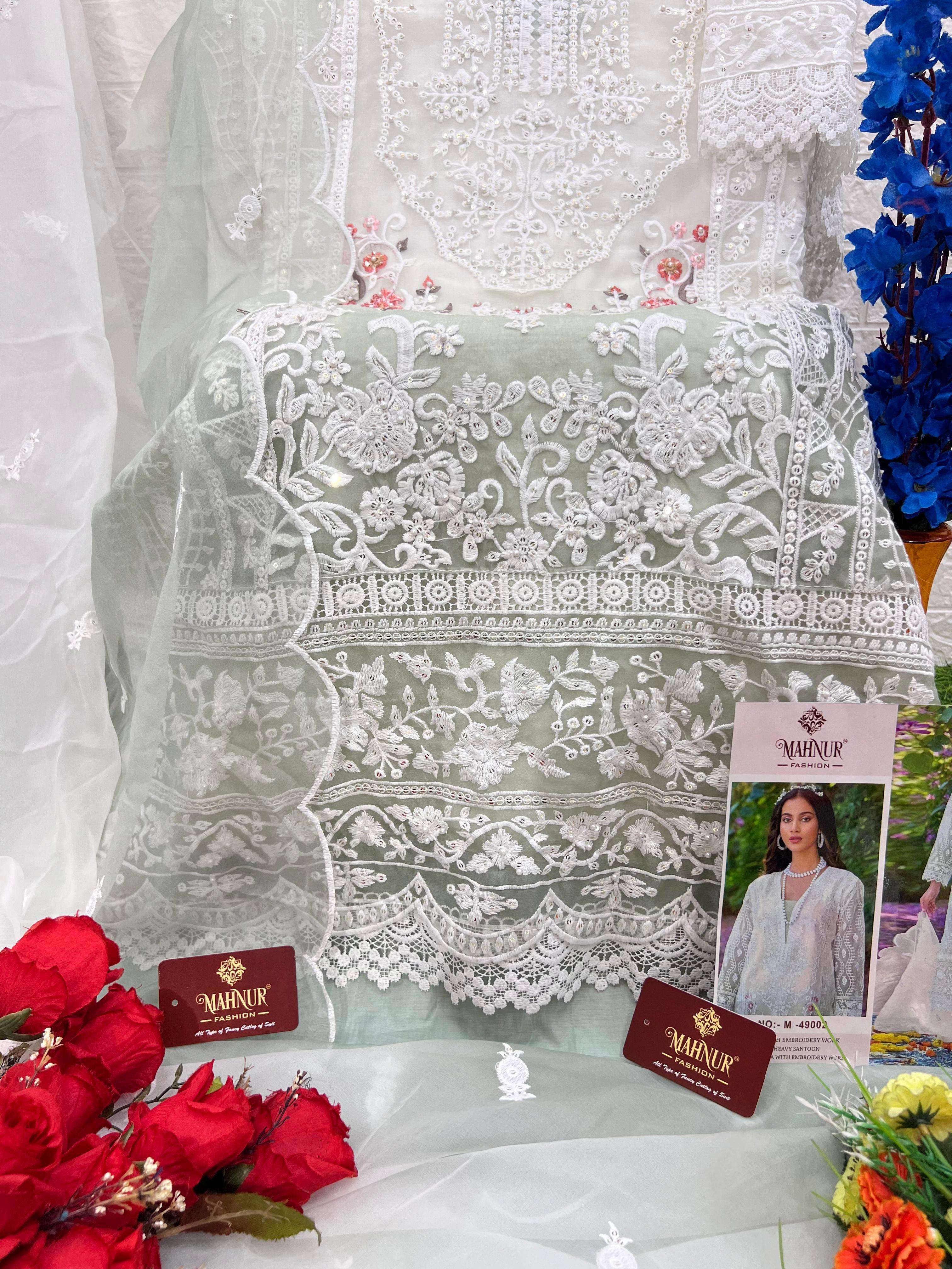 mahnur vol-49 by mahnur fashion 49001&49002 design heavy organza designer salwar suits catalogue surat gujarat 