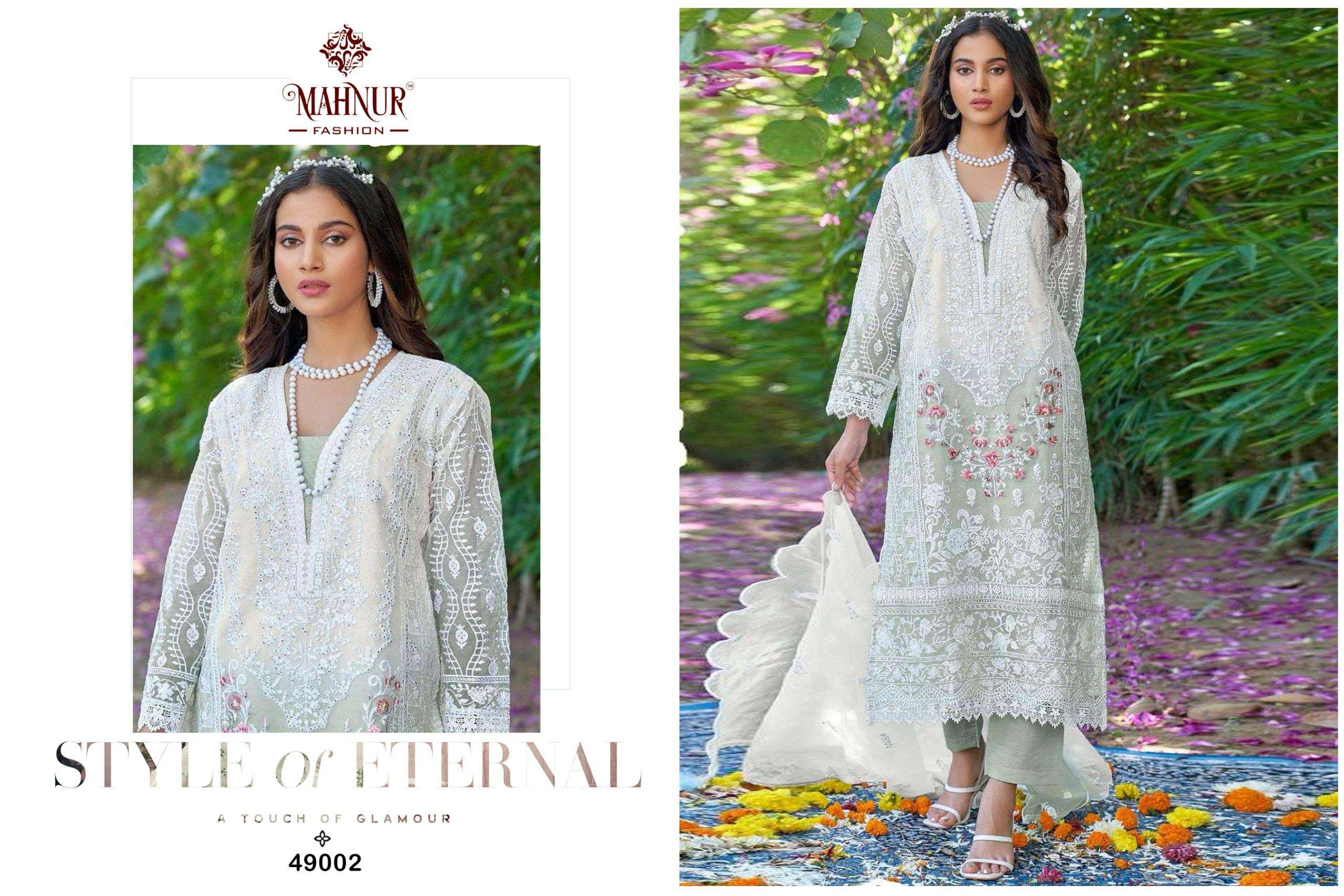 mahnur vol-49 by mahnur fashion 49001&49002 design heavy organza designer salwar suits catalogue surat gujarat 