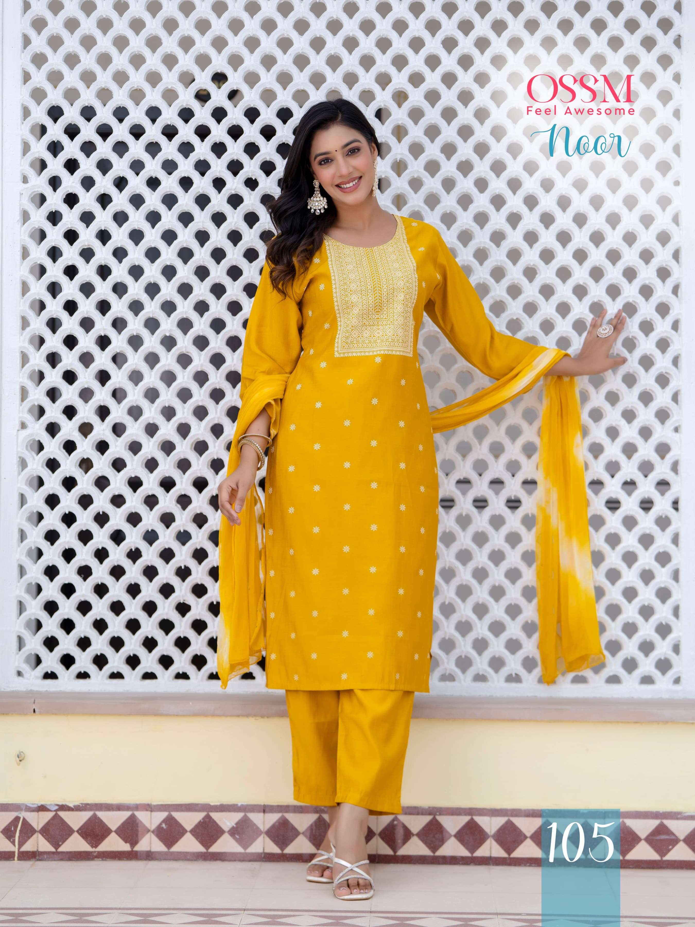 noor by ossm 101-106 series designer decent look kurtis catalogue online purchasing surat gujarat 