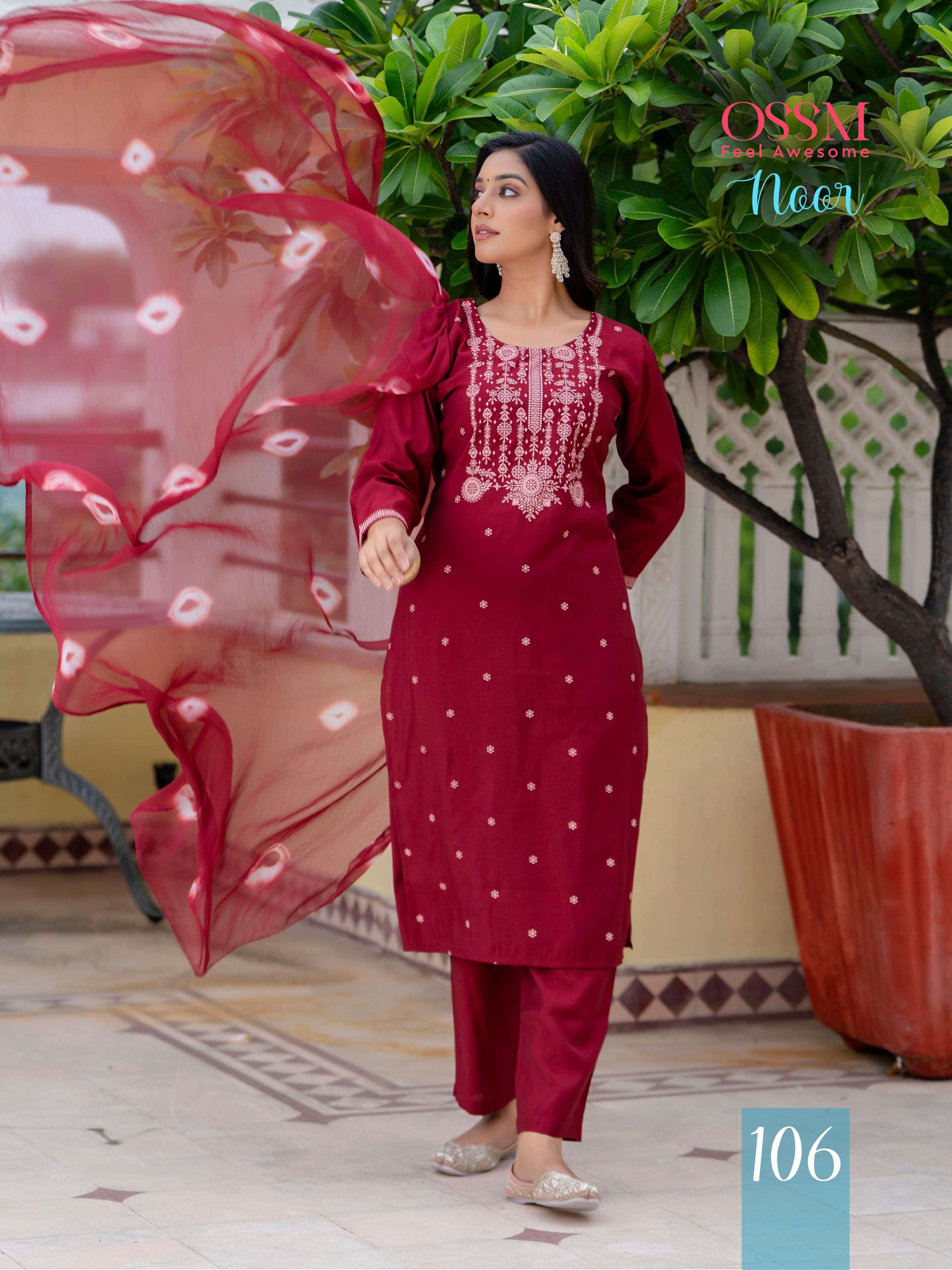 noor by ossm 101-106 series designer decent look kurtis catalogue online purchasing surat gujarat 