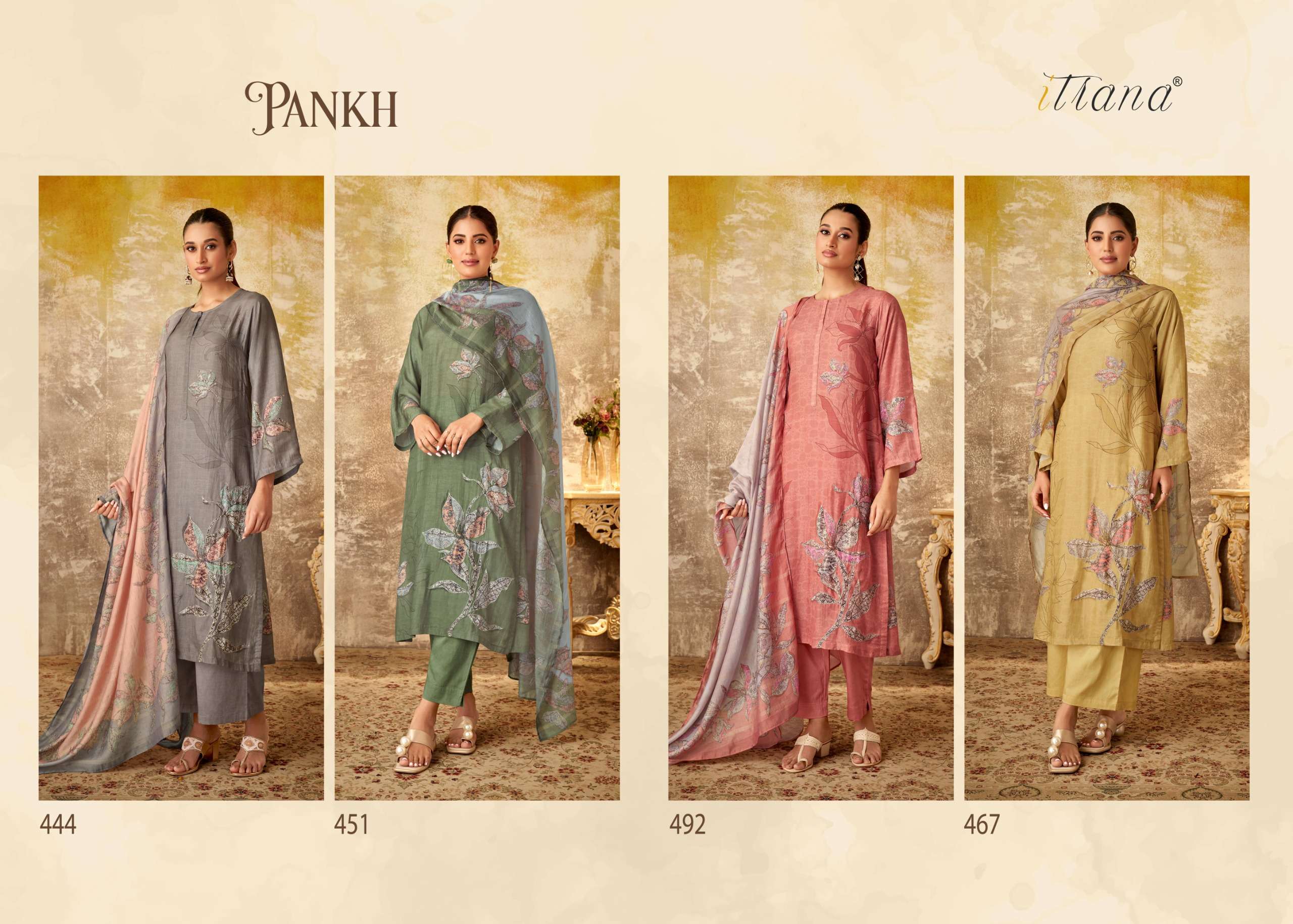 pankh by itrana muslin silk designer salwar kameez catalogue online dealer surat gujarat 