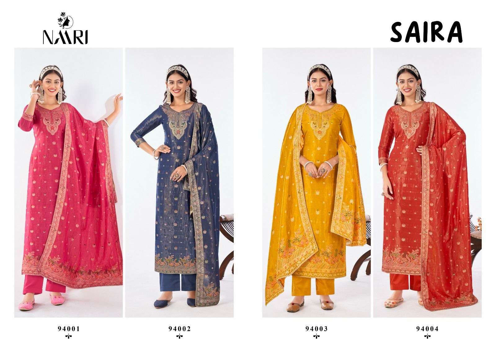 saira by naari 94001-94004 series function special salwar kameez catalogue online dealer surat gujarat 