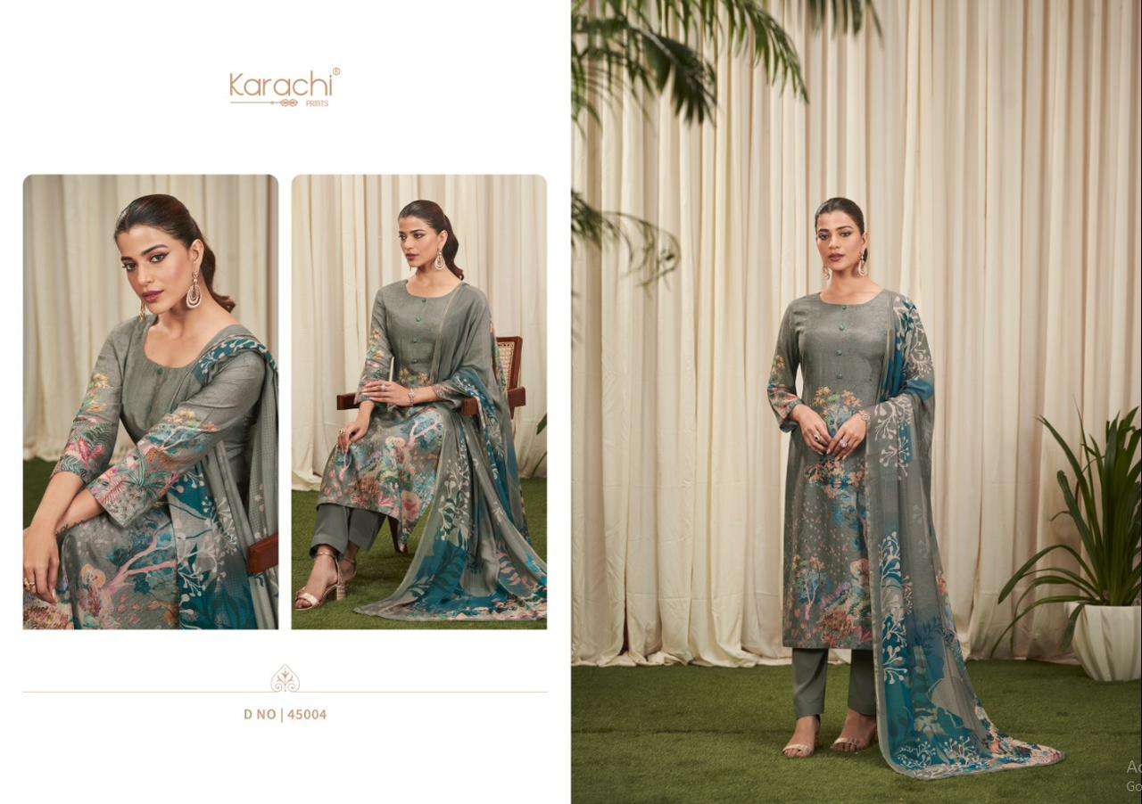 sharvi by karachi prints 45001-45004 series printed designer dress material catalogue online purchasing surat gujarat 