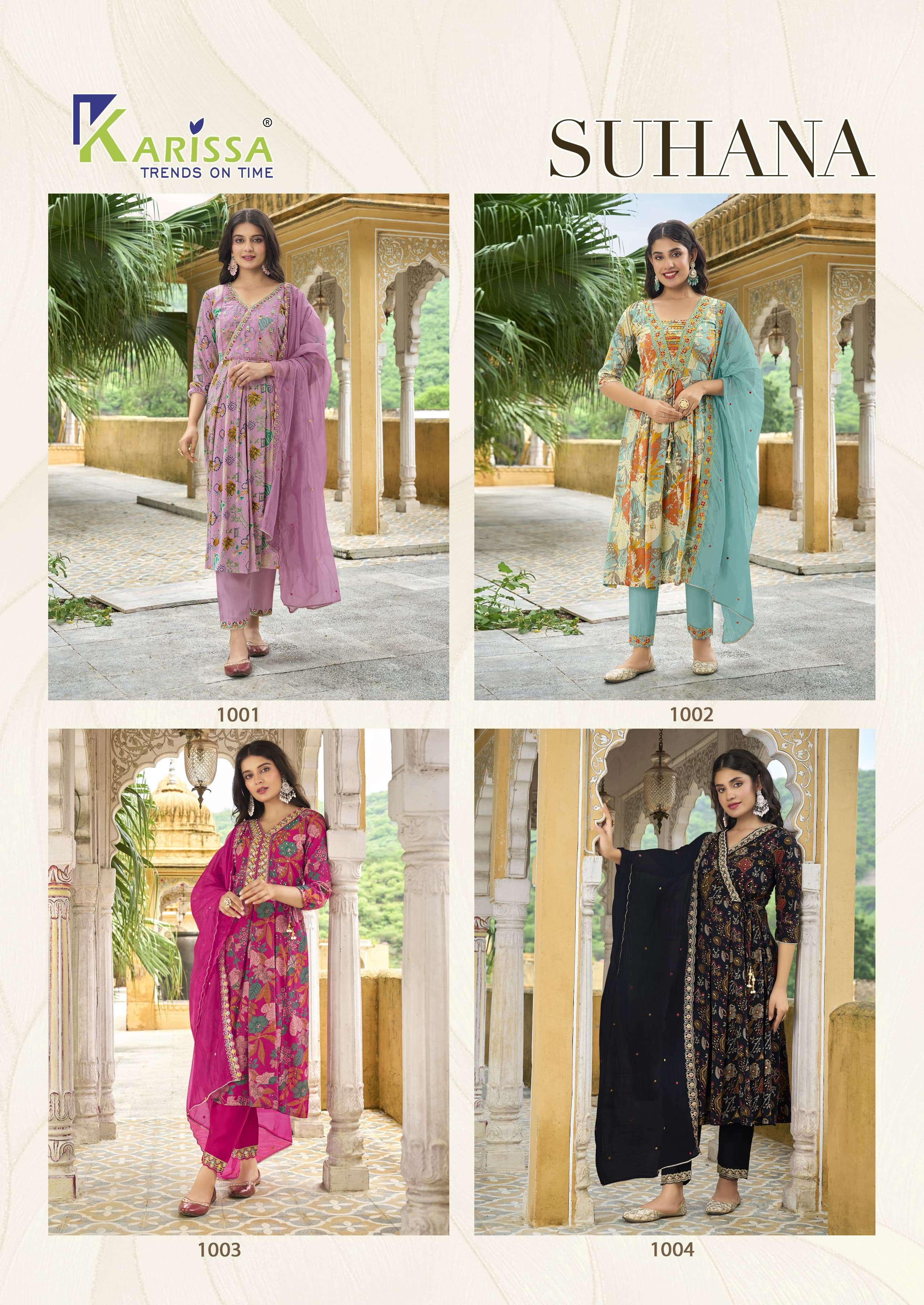 suhana by karissa trends 1001-1004 decent look designer kurtis catalogue wholesale price surat gujarat 