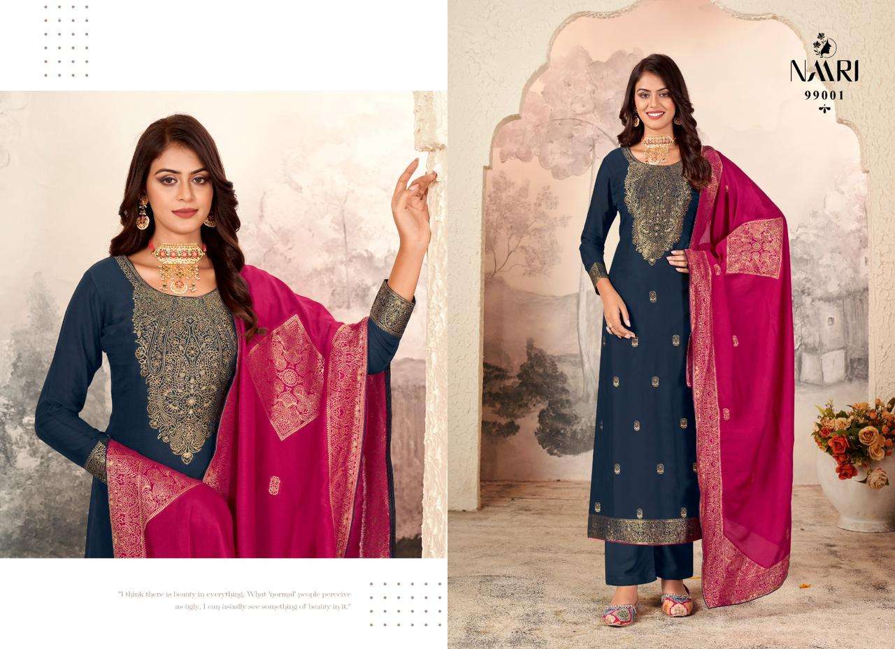 vanya by naari 99001-99004 series muslin jacquard salwar kameez catalogue wholesale collection surat gujarat 