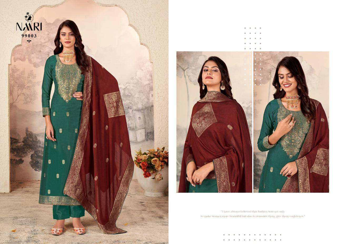 vanya by naari 99001-99004 series muslin jacquard salwar kameez catalogue wholesale collection surat gujarat 