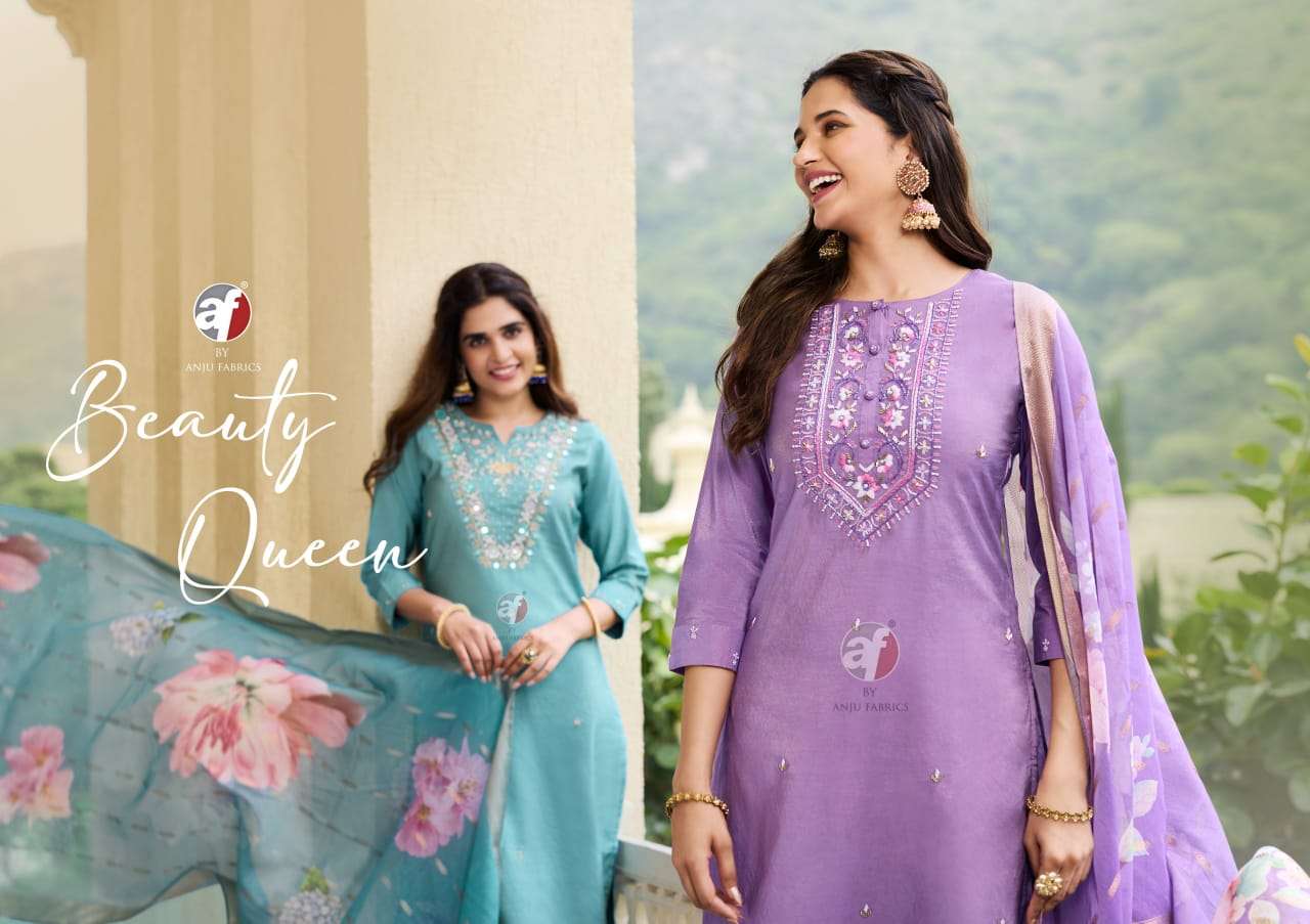 anju fabric mayra vol 5 3851-3856 series party wear blended shimmer stich kurti pant set catalogue wholesale price surat 