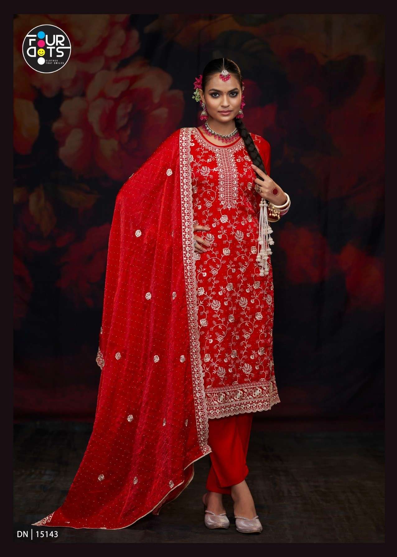 antara by fourdots stylish with fancy work viscose dress material catalogue manufacturer surat gujarat 