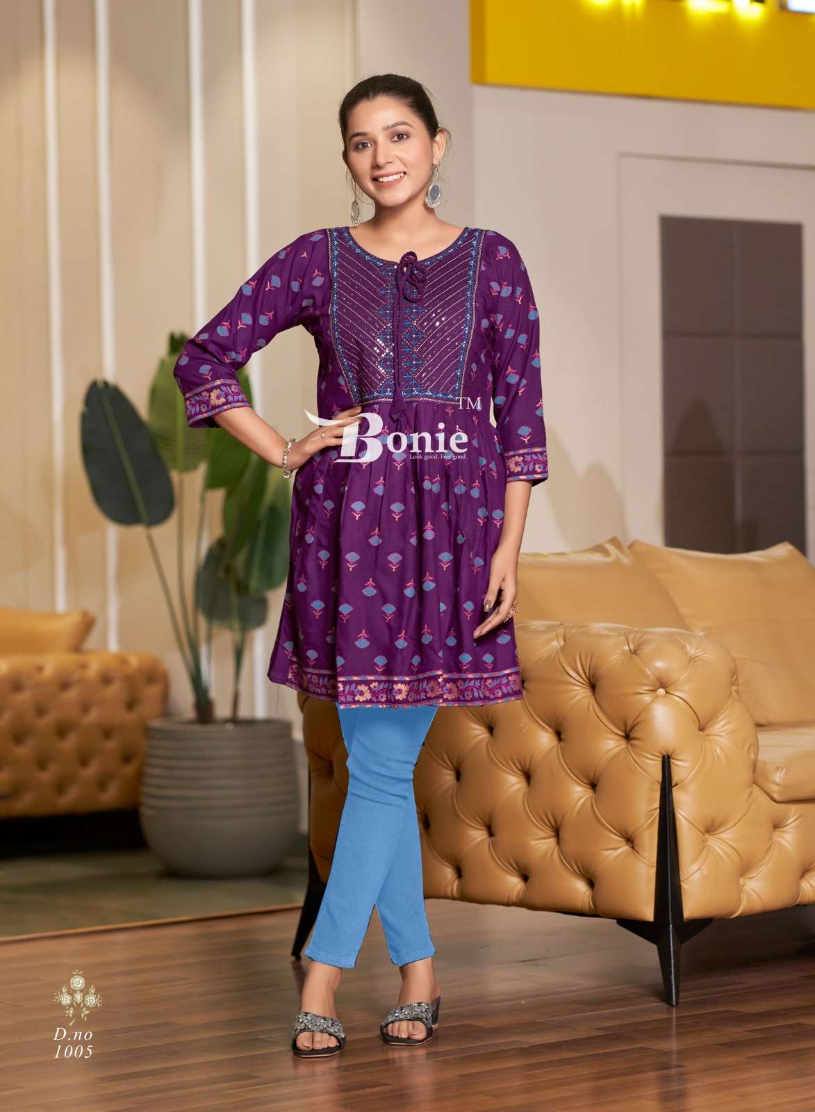 bonie nikki 1001-1006 series designer rayon tunic top catalogue buy online dealer surat 
