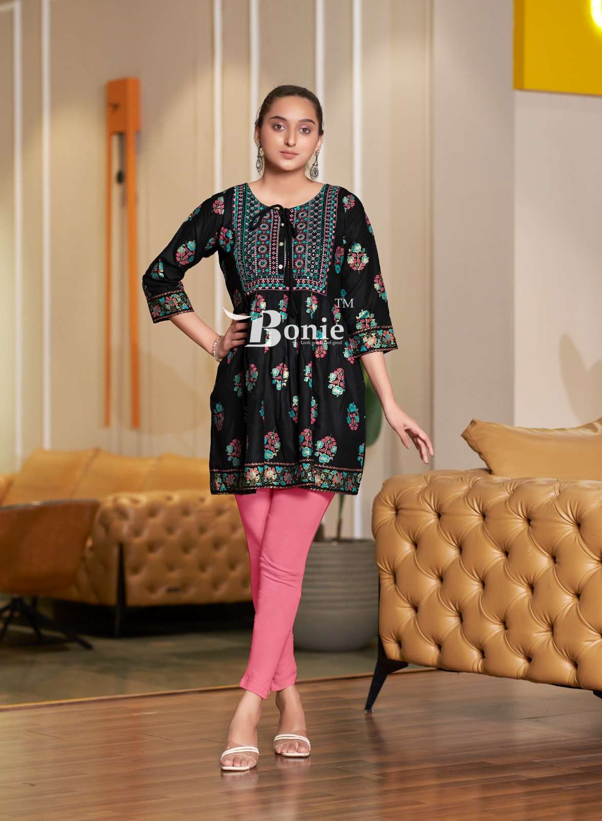 bonie nikki 1001-1006 series designer rayon tunic top catalogue buy online dealer surat 