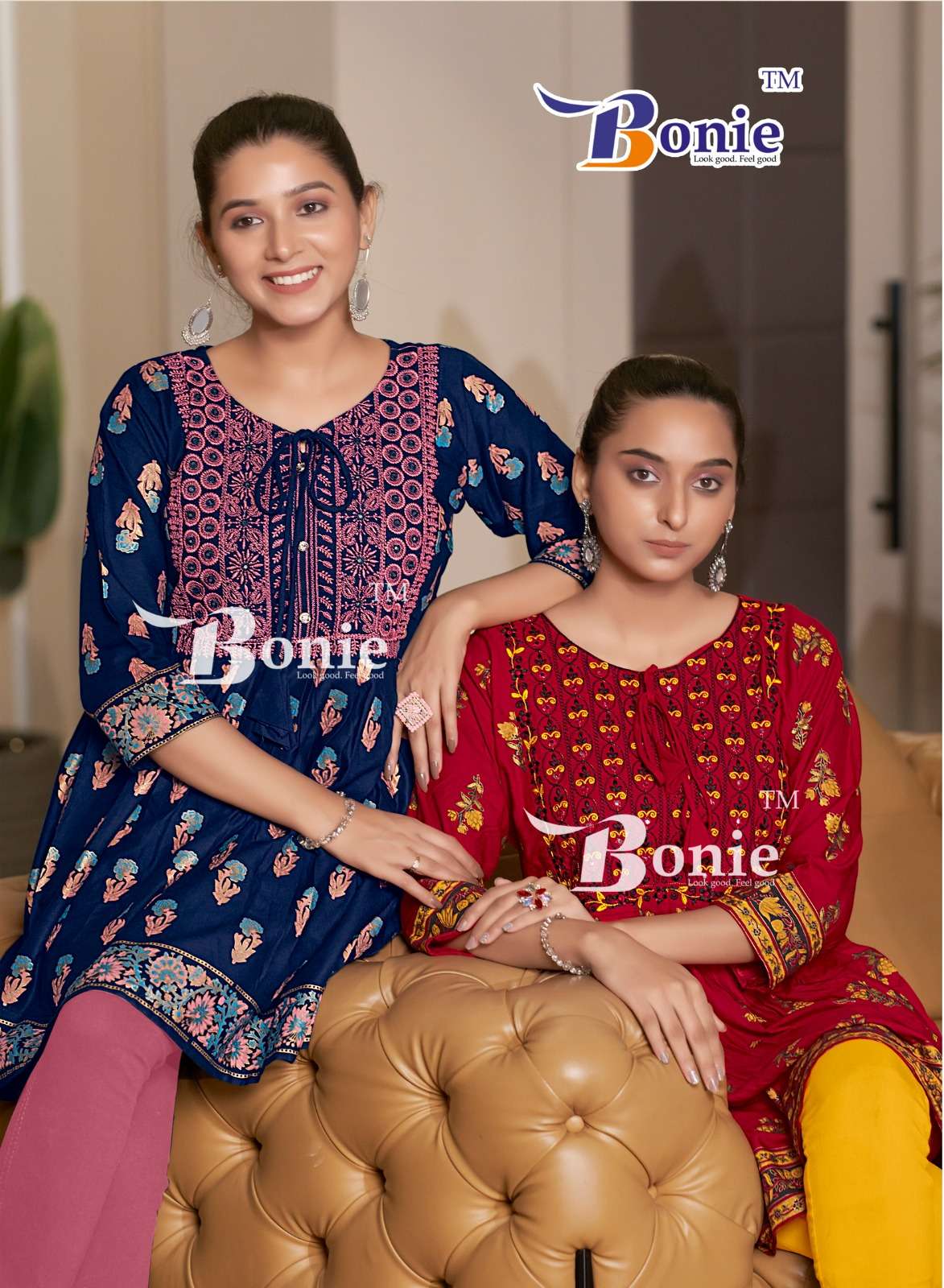 bonie nikki 1001-1006 series designer rayon tunic top catalogue buy online dealer surat 
