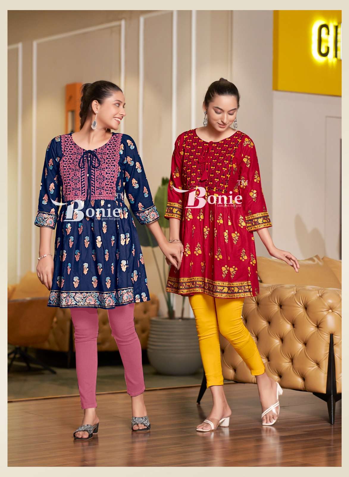 bonie nikki 1001-1006 series designer rayon tunic top catalogue buy online dealer surat 
