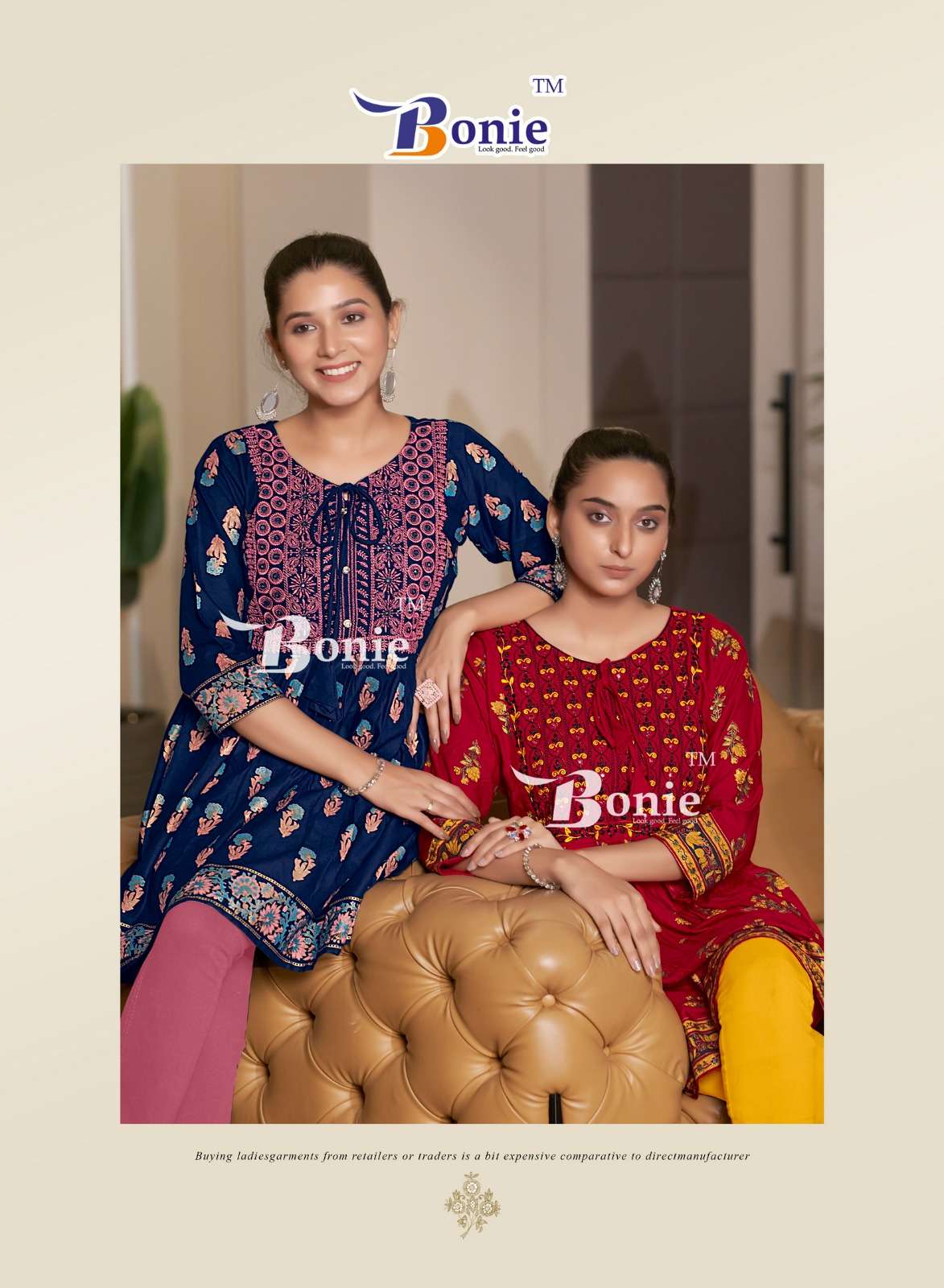 bonie nikki 1001-1006 series designer rayon tunic top catalogue buy online dealer surat 