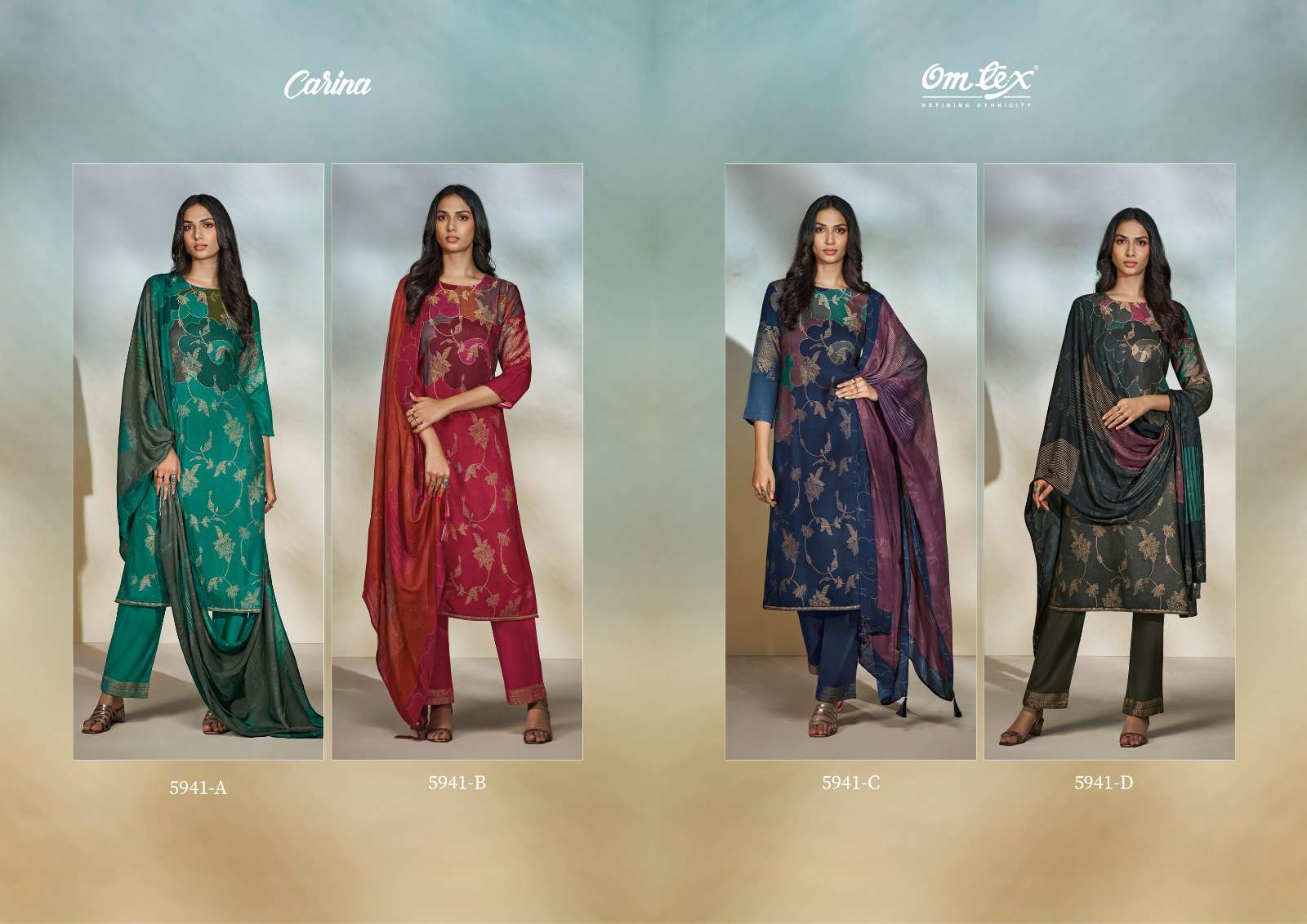 carina by om tex pure pashmina jacquard dress material catalogue online dealer surat gujarat 