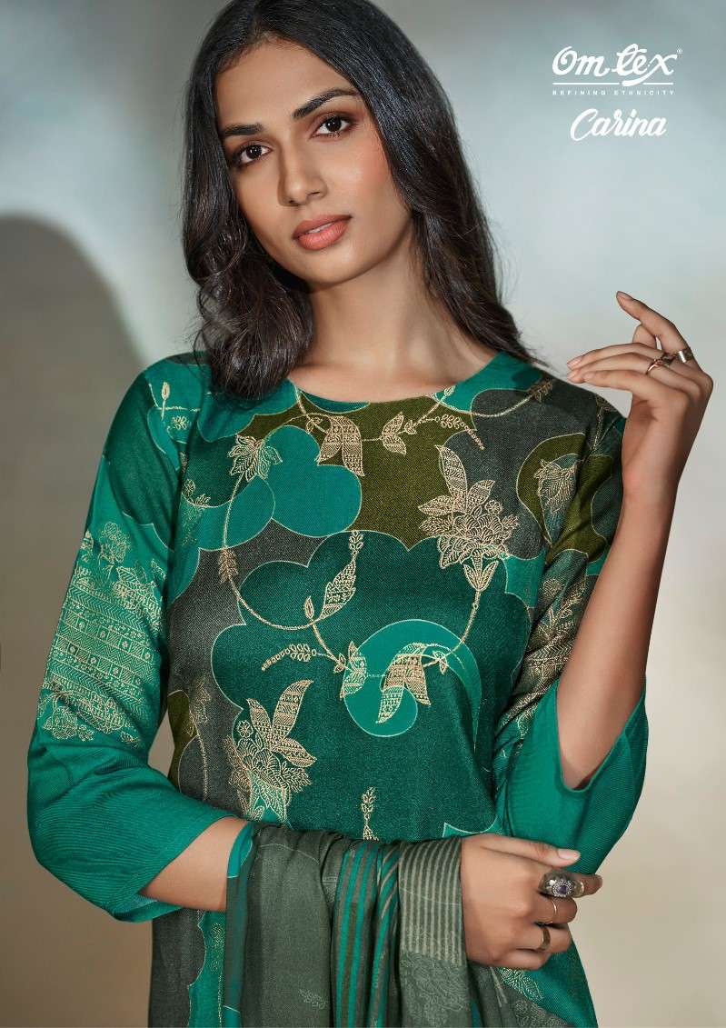 carina by om tex pure pashmina jacquard dress material catalogue online dealer surat gujarat 