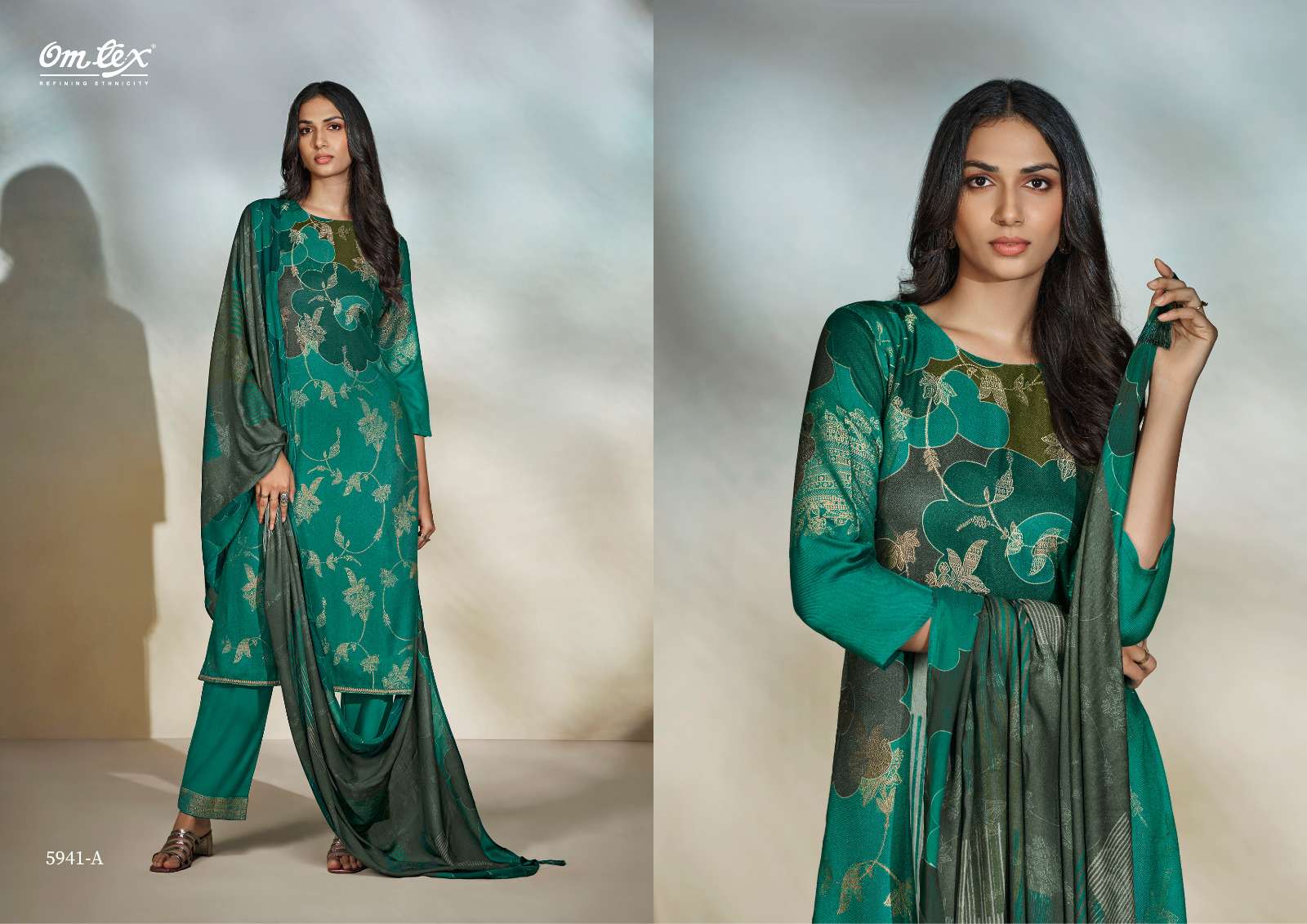 carina by om tex pure pashmina jacquard dress material catalogue online dealer surat gujarat 