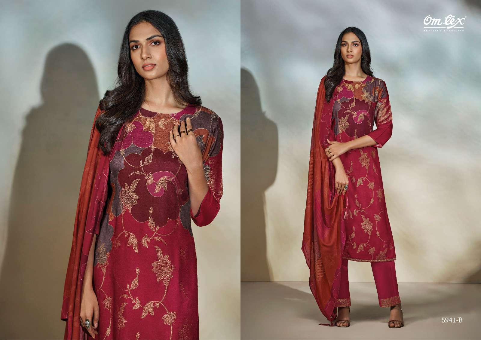 carina by om tex pure pashmina jacquard dress material catalogue online dealer surat gujarat 