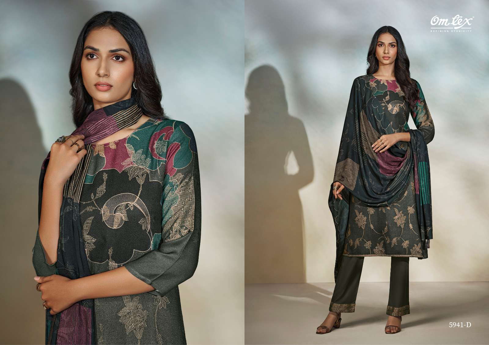 carina by om tex pure pashmina jacquard dress material catalogue online dealer surat gujarat 