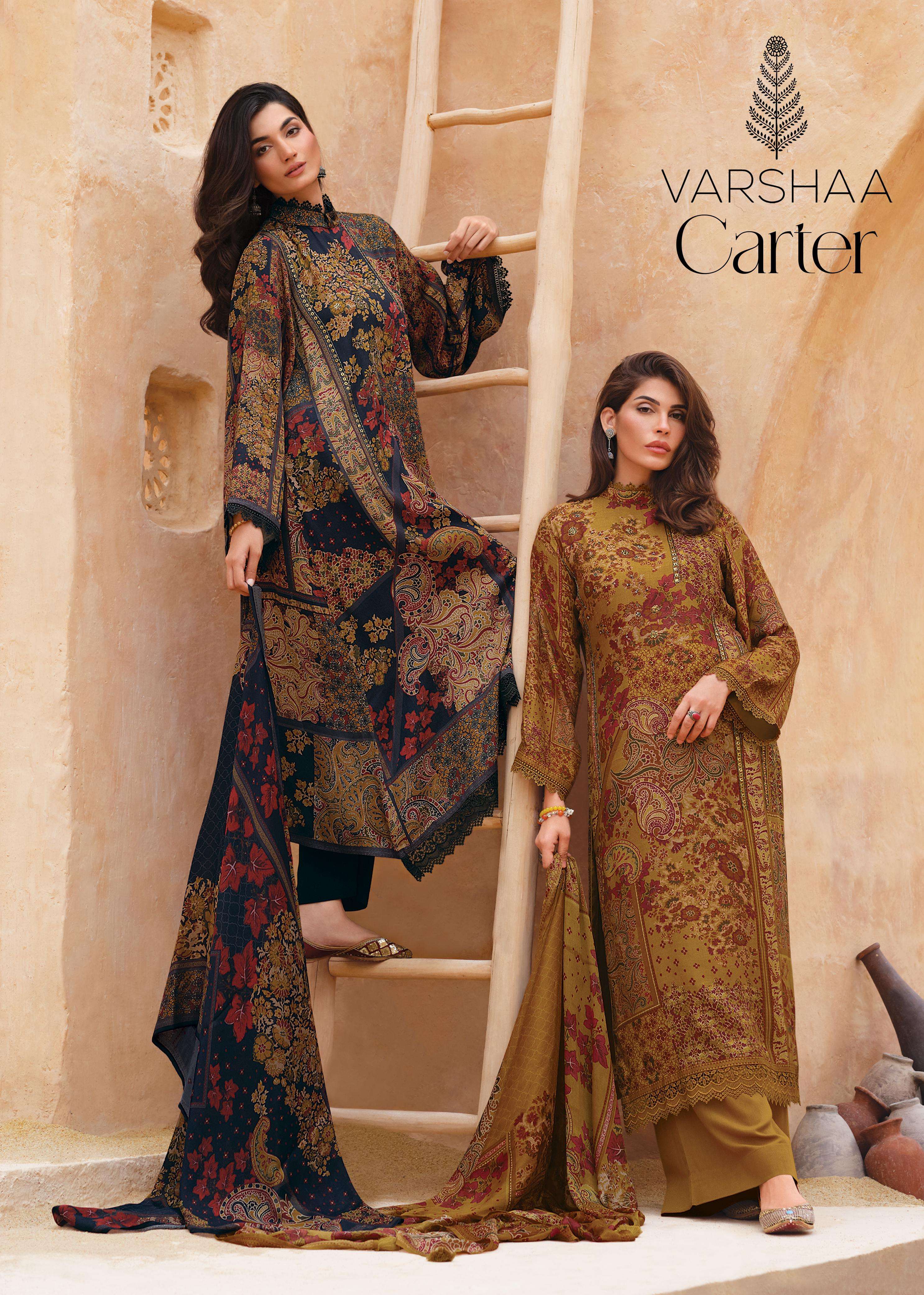 carter by varsha fashion exclusive designer print with handwork dress material catalogue latest design 2024