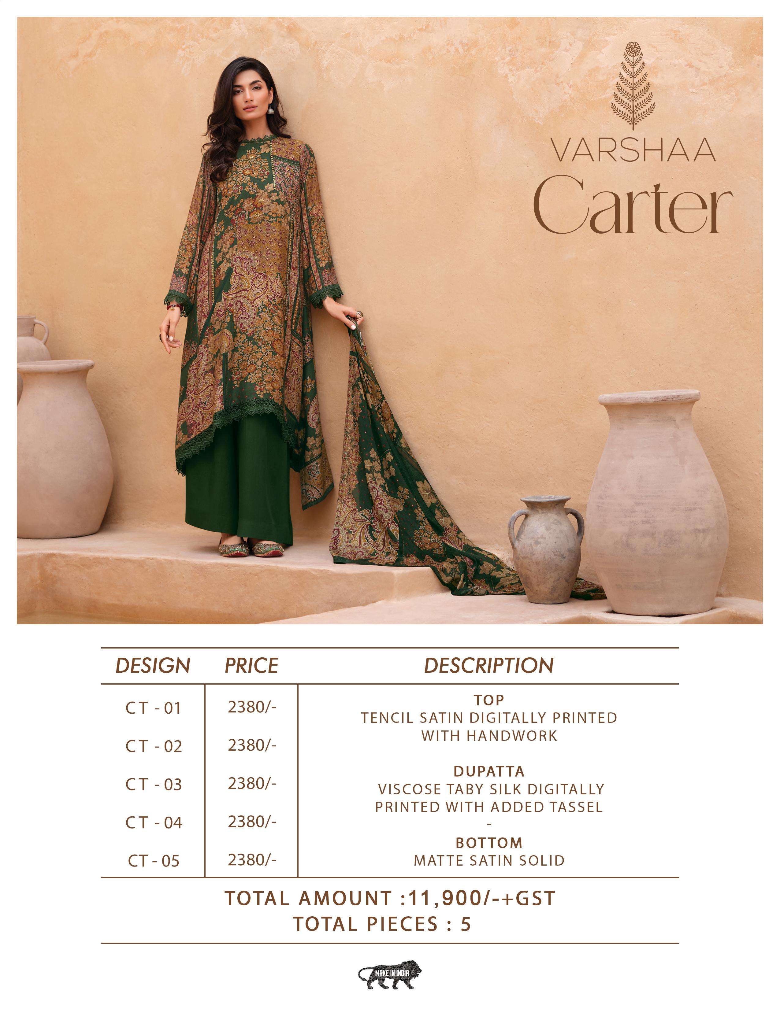 carter by varsha fashion exclusive designer print with handwork dress material catalogue latest design 2024