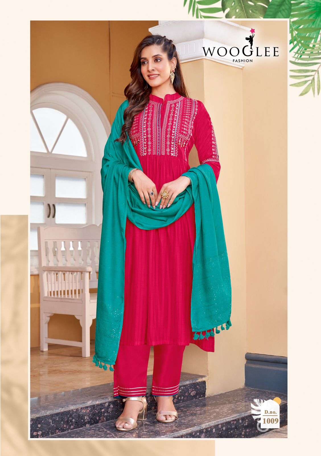 coral vol-2 by wooglee fashion 1007-1012 series trendy designer top bottom with dupatta set catalogue surat 