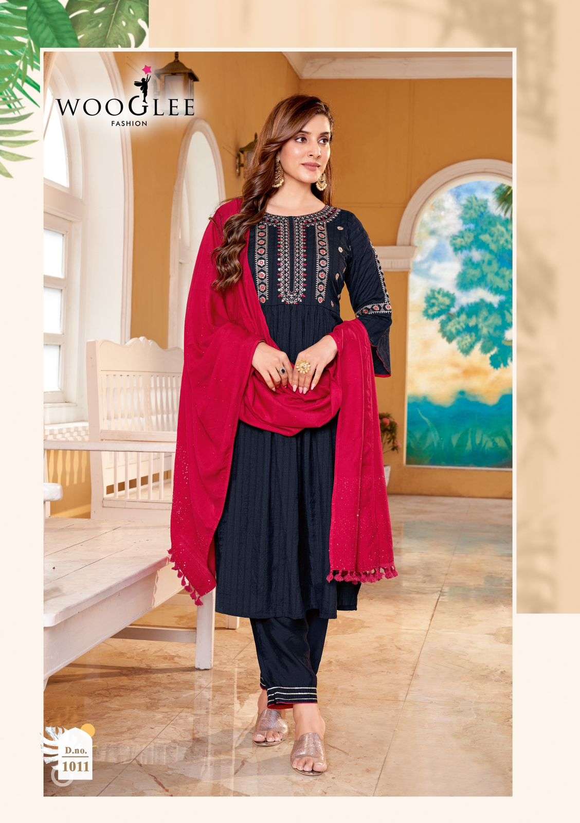 coral vol-2 by wooglee fashion 1007-1012 series trendy designer top bottom with dupatta set catalogue surat 