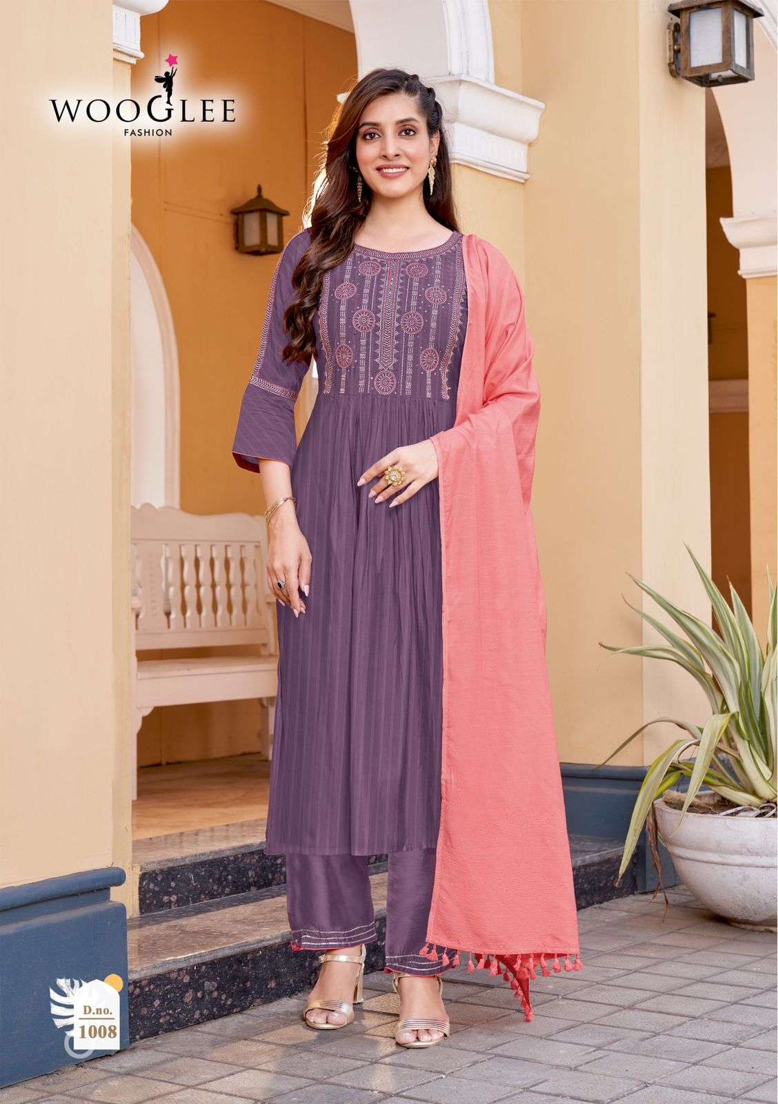 coral vol-2 by wooglee fashion 1007-1012 series trendy designer top bottom with dupatta set catalogue surat 