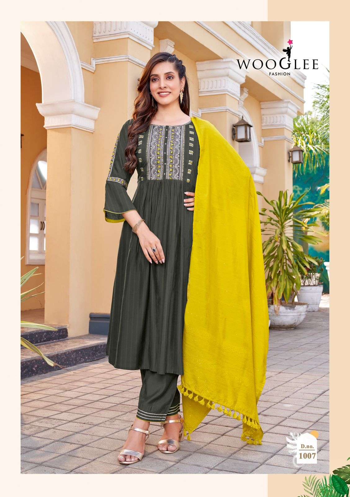 coral vol-2 by wooglee fashion 1007-1012 series trendy designer top bottom with dupatta set catalogue surat 