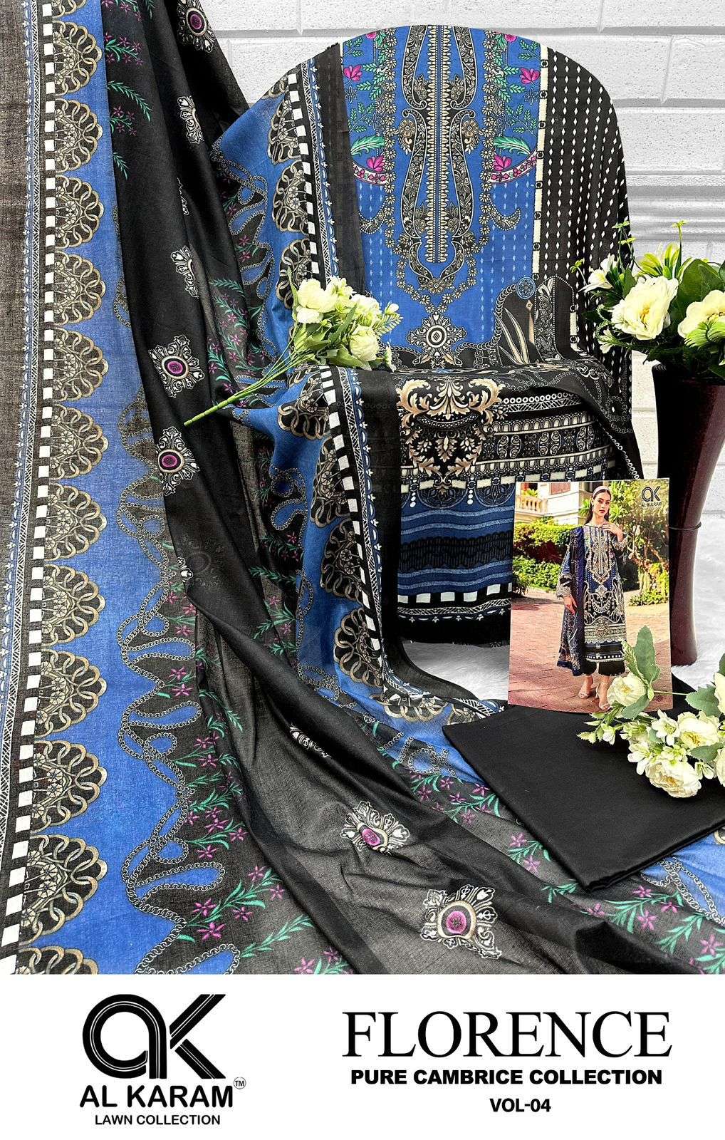 florence vol-4 by al karam 4001-4006 series unstich pakistani salwar kameez catalogue wholesale market surat 