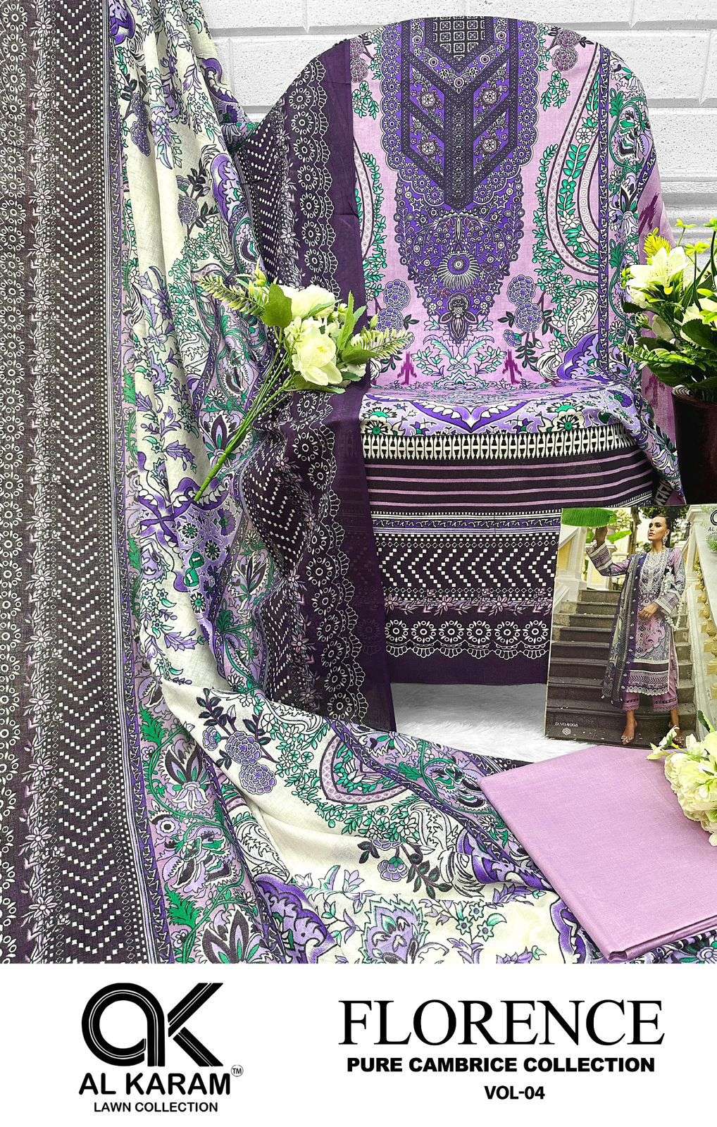 florence vol-4 by al karam 4001-4006 series unstich pakistani salwar kameez catalogue wholesale market surat 