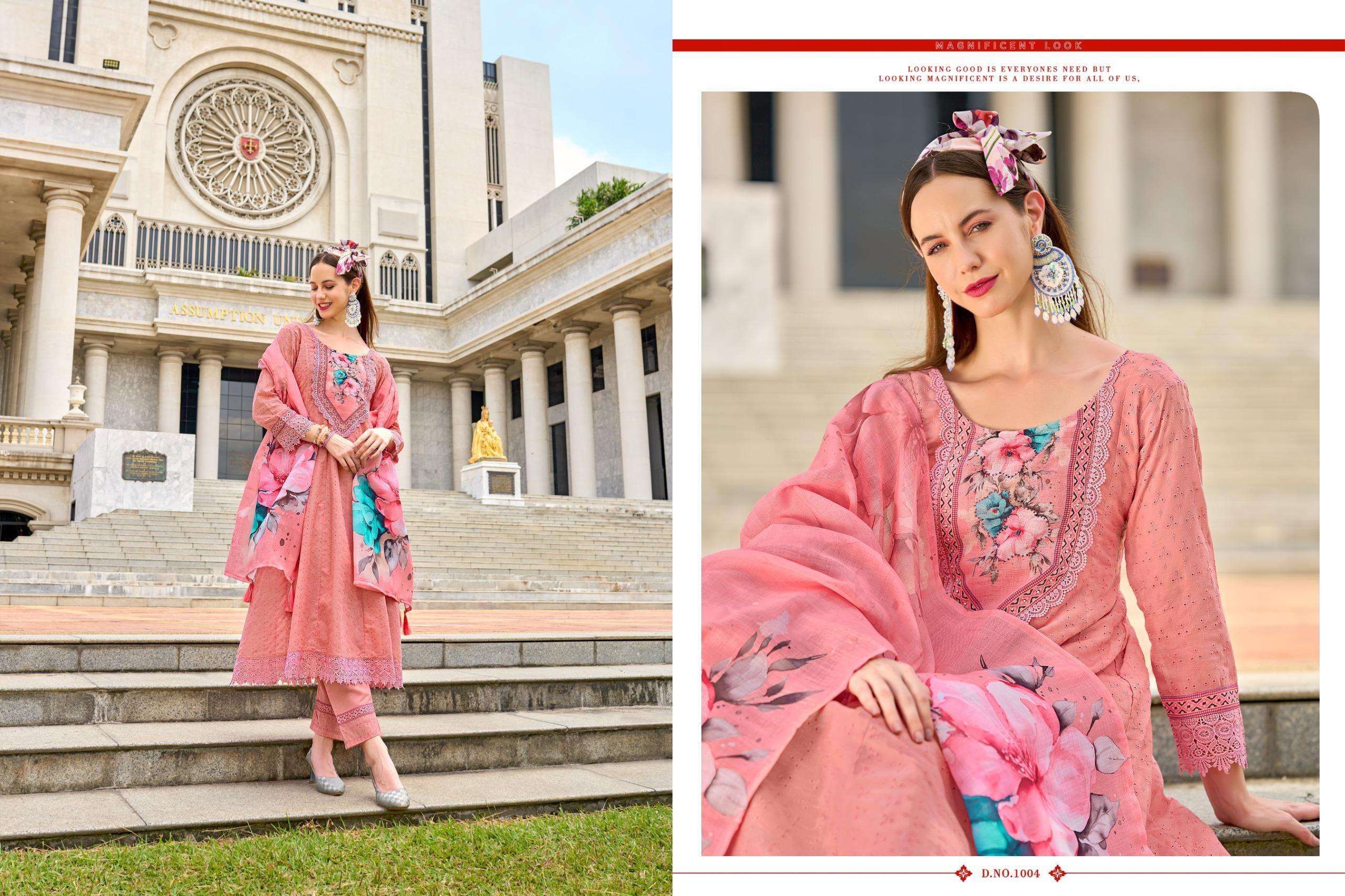 hello alexa by isavasyam corporation 1001-1006 series anarkali style readymade salwar suits wholesale dealer surat gujarat 