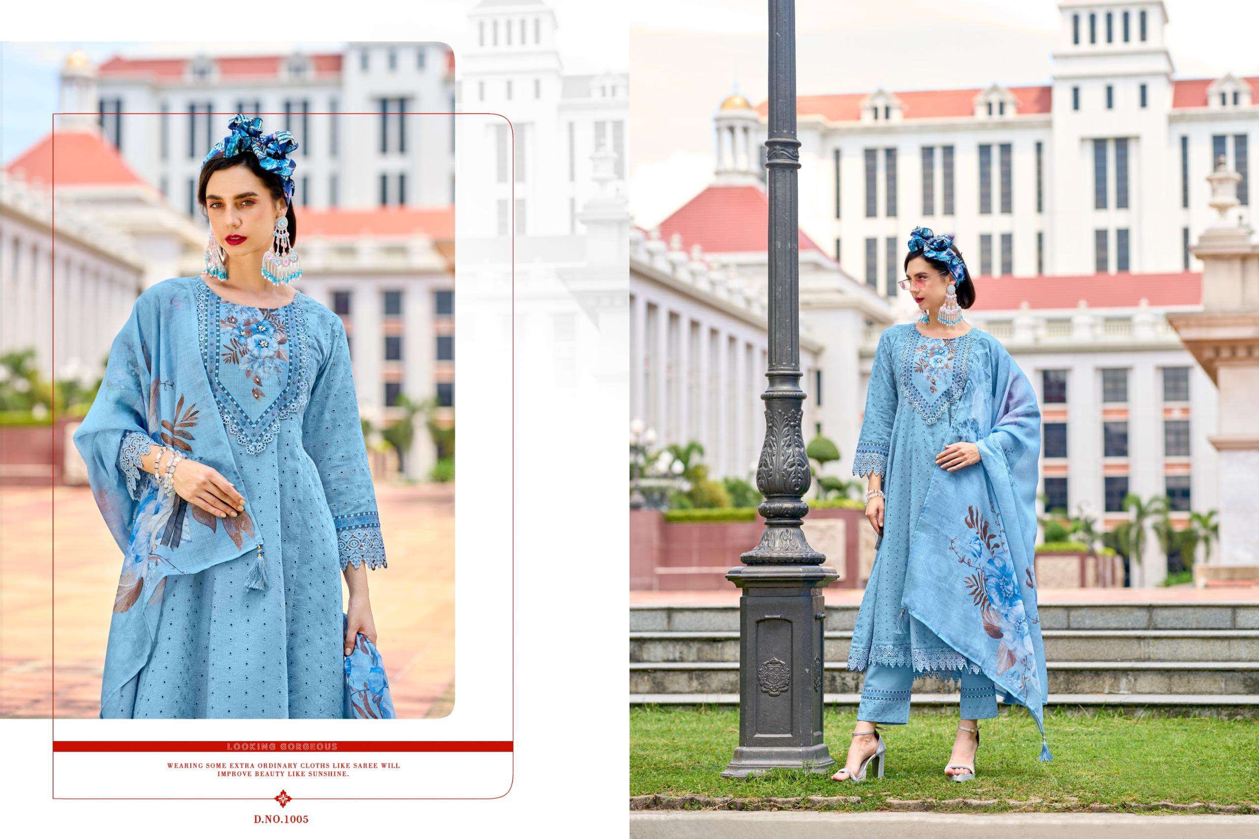 hello alexa by isavasyam corporation 1001-1006 series anarkali style readymade salwar suits wholesale dealer surat gujarat 