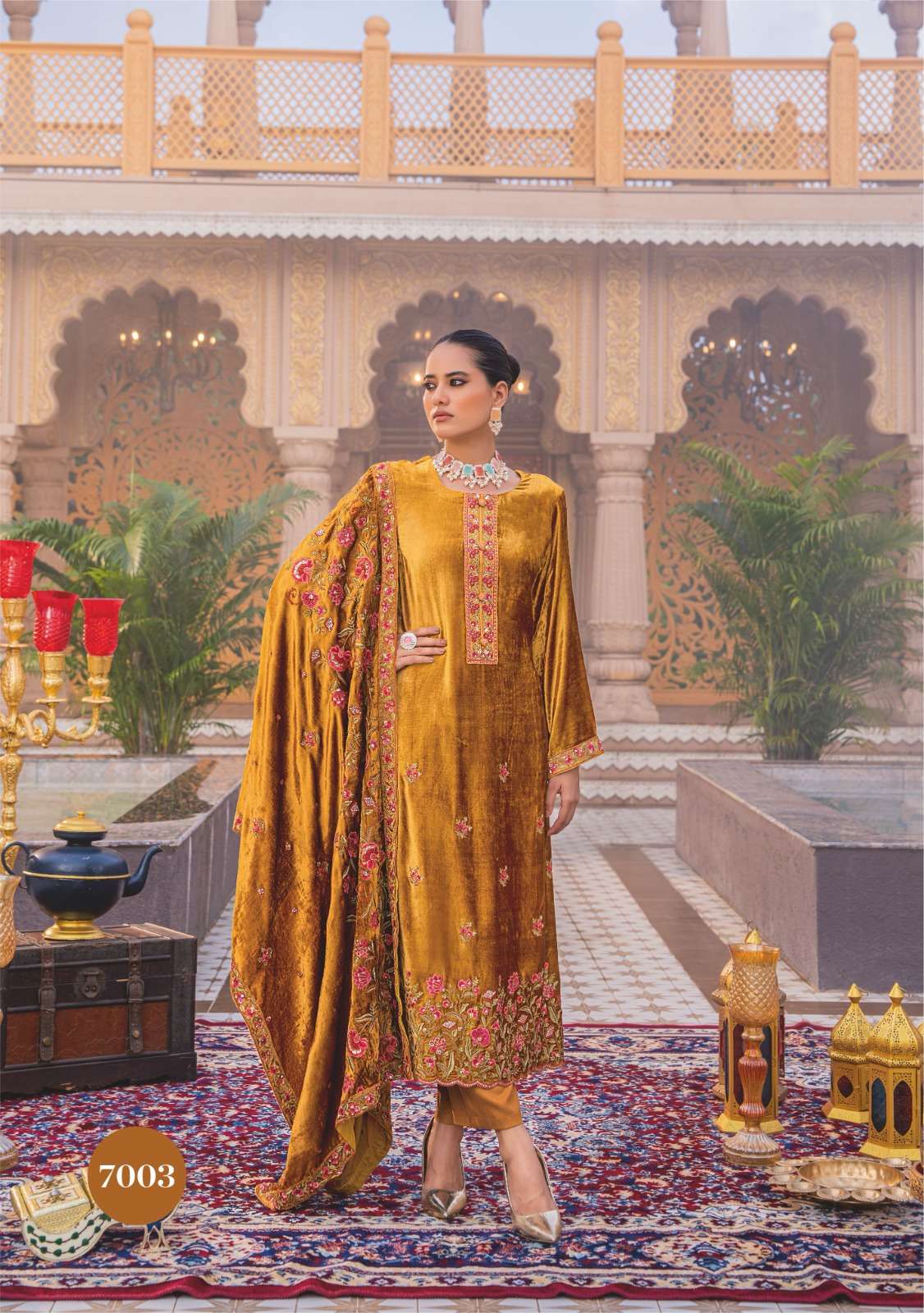 libas e khas by glossy exclusive party wear heavy viscose velvet suits catalogue manufacturer surat gujarat