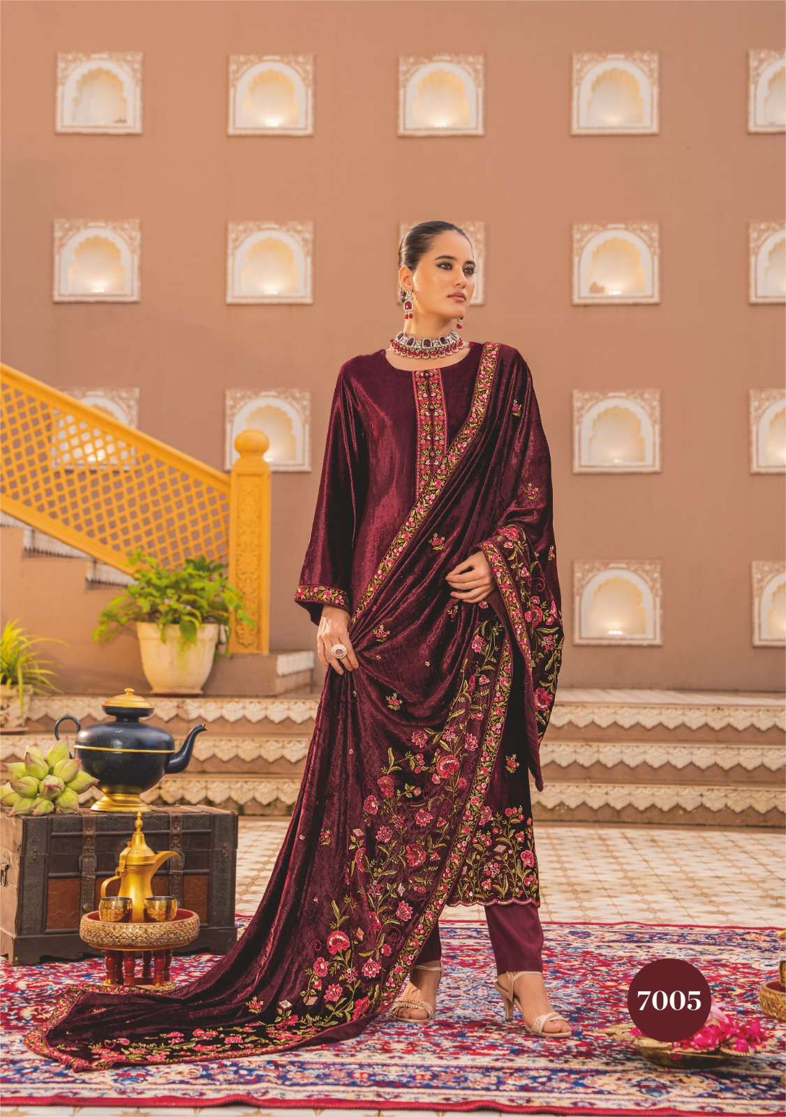 libas e khas by glossy exclusive party wear heavy viscose velvet suits catalogue manufacturer surat gujarat