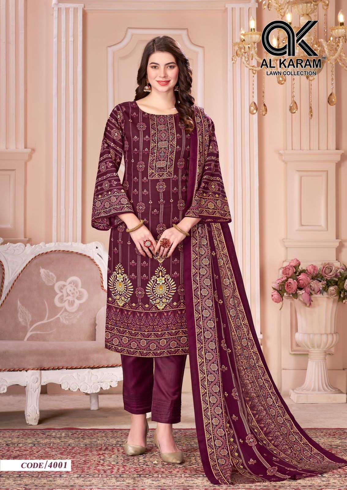mahjabeen vol-4 by al karam 4001-4008 series pure soft cotton salwar kameez catalogue online shopping surat gujarat 