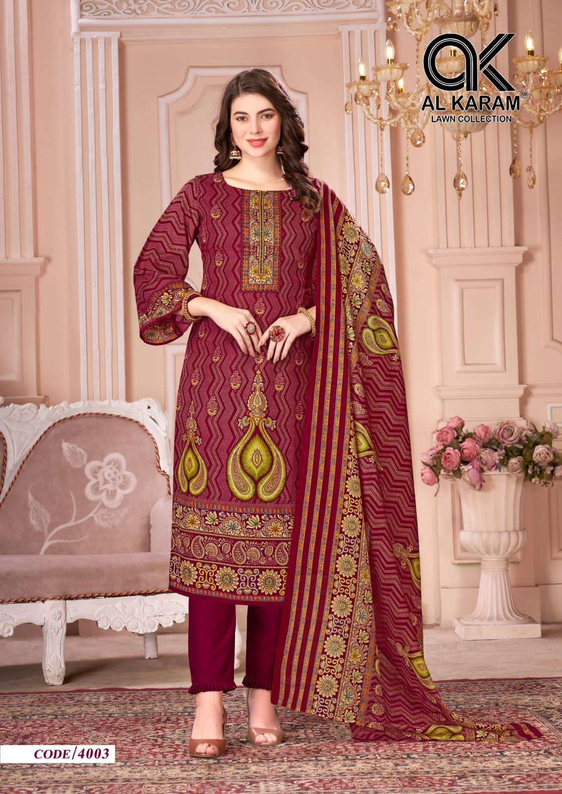 mahjabeen vol-4 by al karam 4001-4008 series pure soft cotton salwar kameez catalogue online shopping surat gujarat 