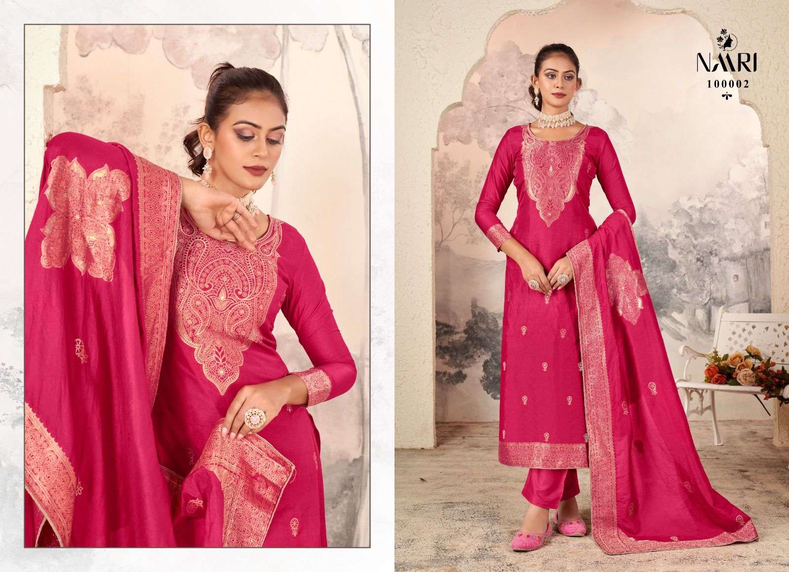 mayra by naari 100001-100004 series indian designer festive wear salwar kameez catalogue wholesaler surat gujarat 