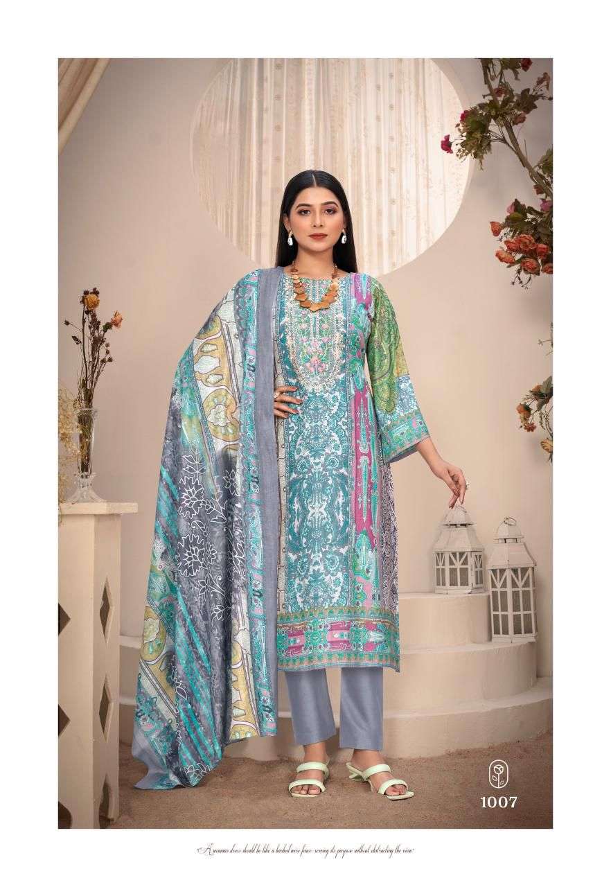 naira vol-1 by saanvi trends 1001-1008 series lawn cotton salwar kameez catalogue wholesale price surat gujarat 