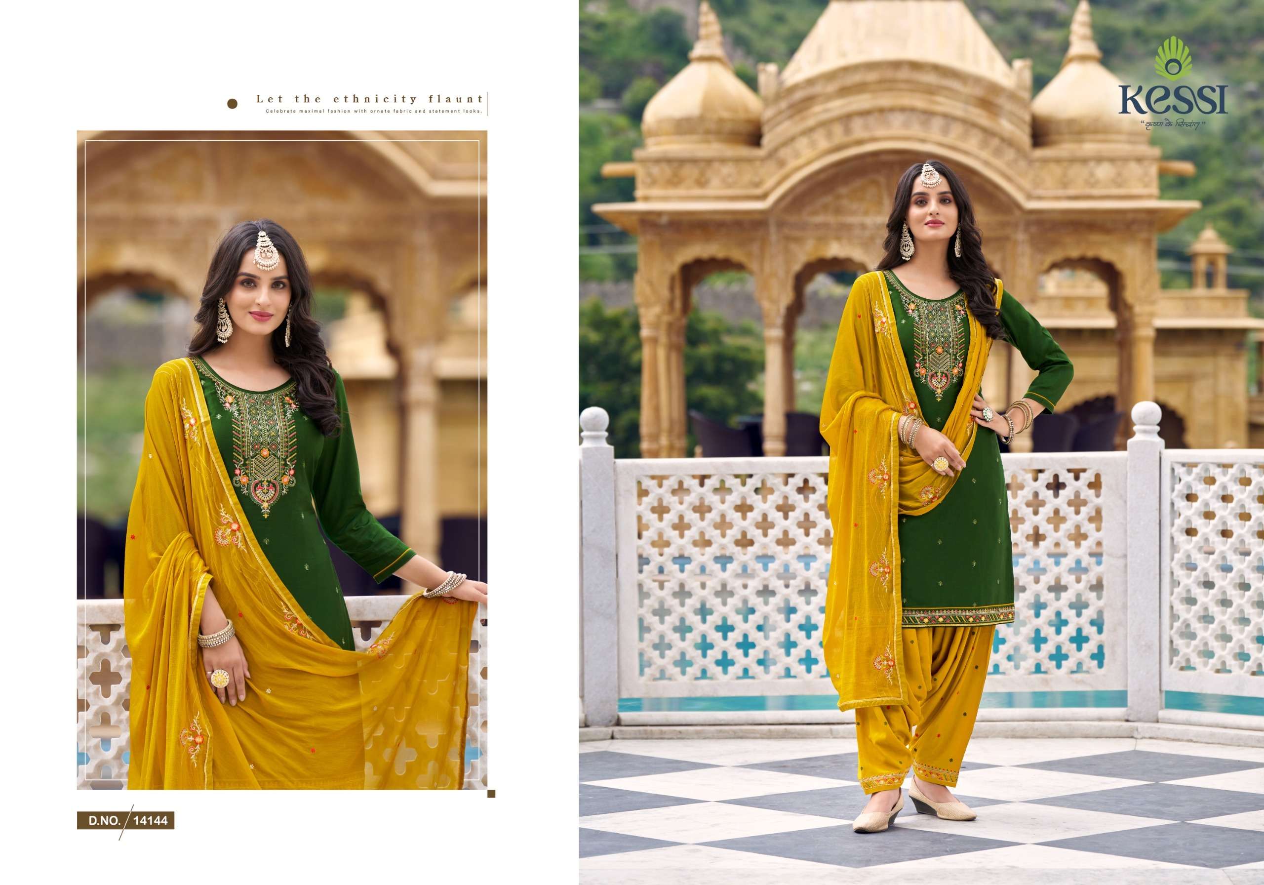 patiala house vol-100 by kessi fabrics 14141-14148 series jam silk cotton with work festive wear dress material catalogue surat gujarat 