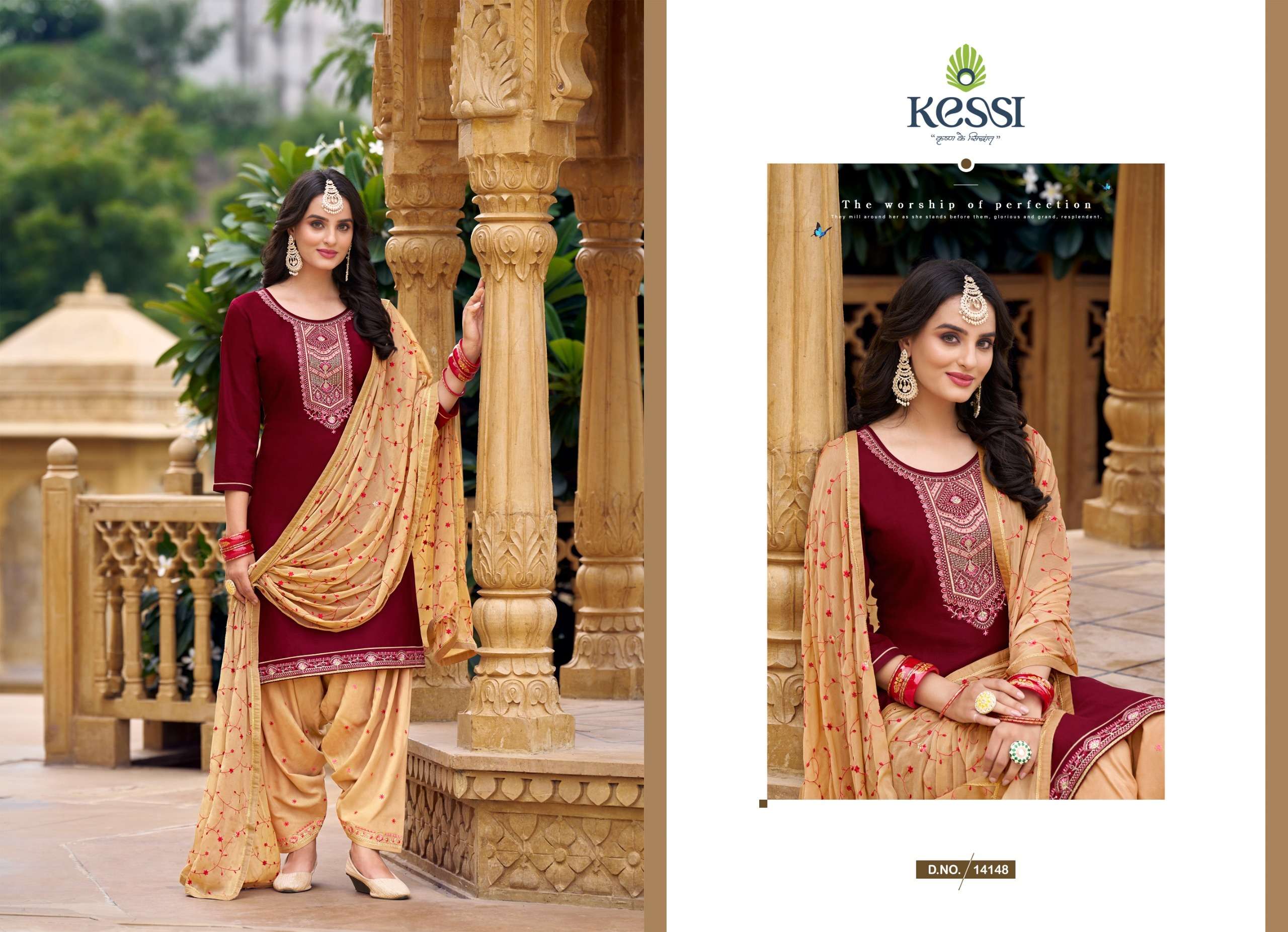 patiala house vol-100 by kessi fabrics 14141-14148 series jam silk cotton with work festive wear dress material catalogue surat gujarat 