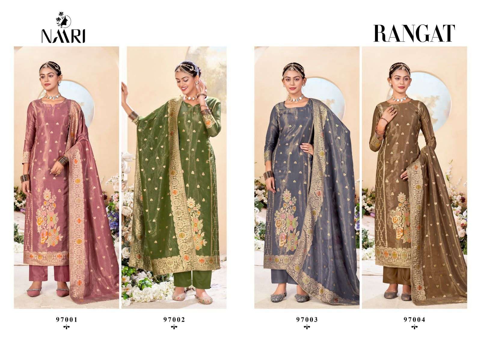 rangat by naari 97001-97004 series exclusive dress material catalogue online best rate surat gujarat 